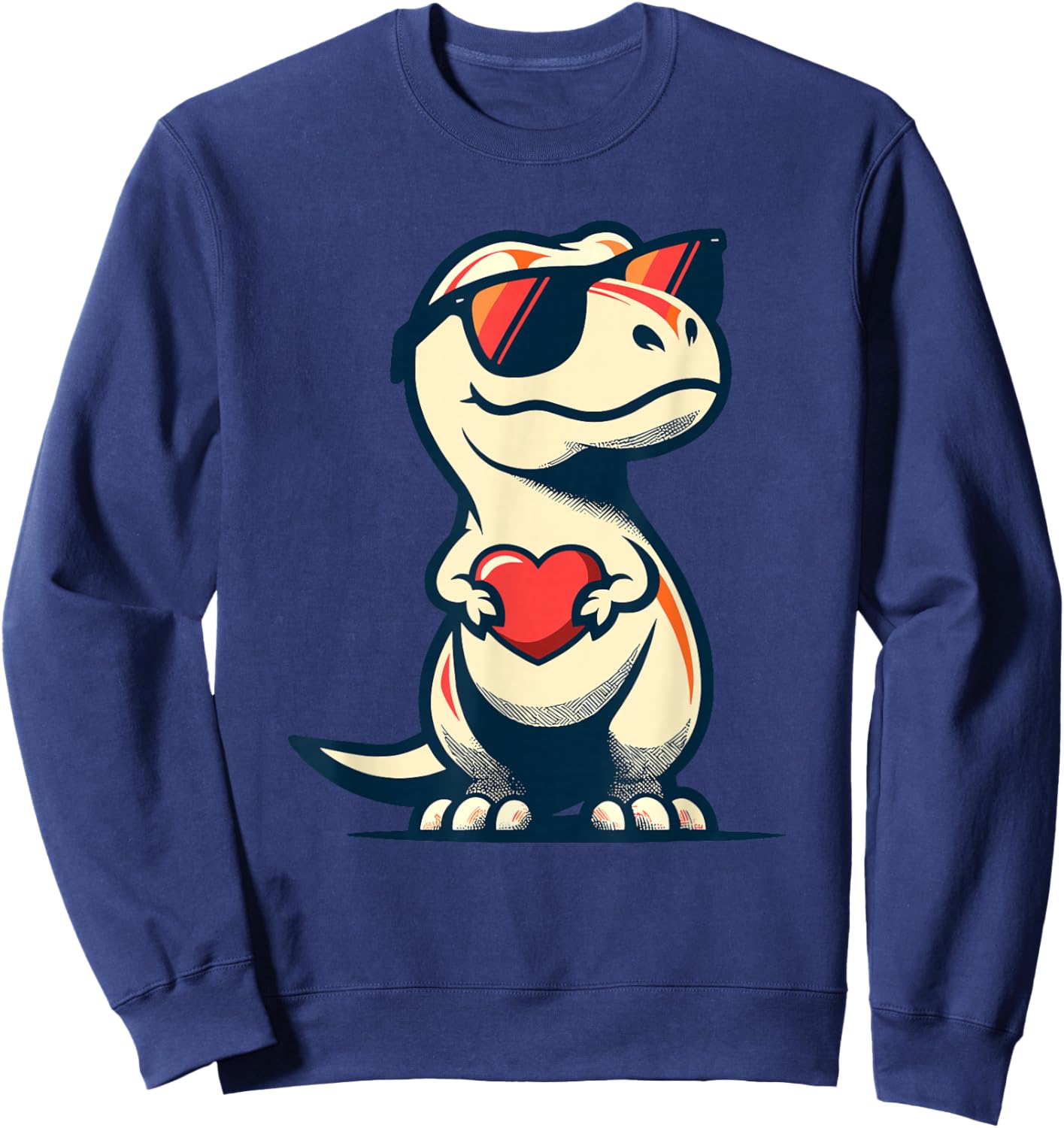 Dinosaur T-Rex Love Men Women Kids Funny St. Valentine's Sweatshirt - Sweatshirt | Navy