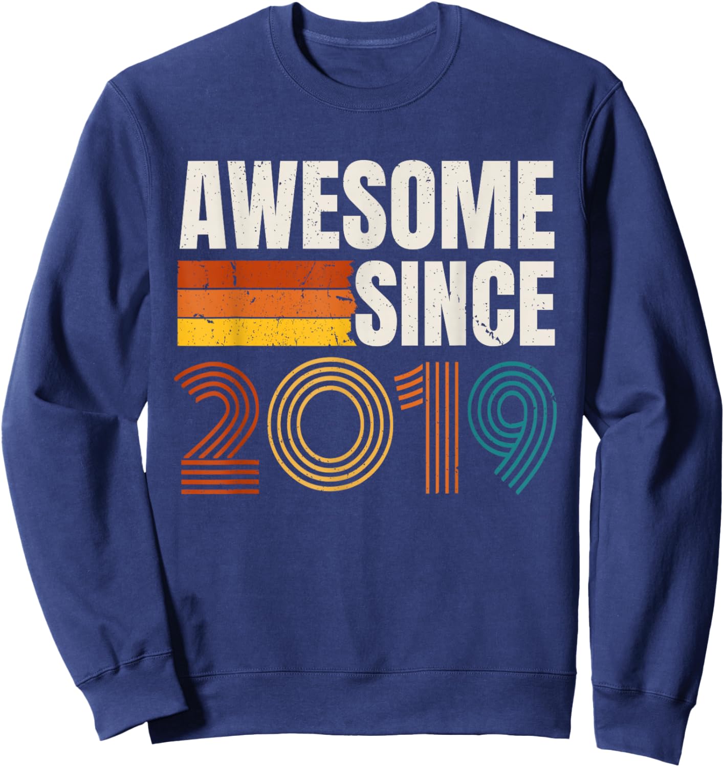 Awesome Since 2019 Vintage Year Retro Birthday Sweatshirt - Sweatshirt | Navy