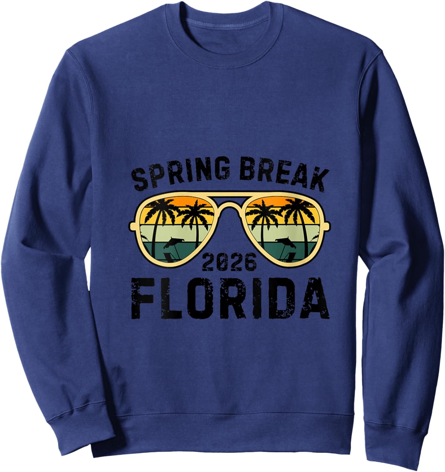 Women's Spring Break Florida 2026 Retro Family Vacation Matching V-Neck Sweatshirt - Sweatshirt | Navy