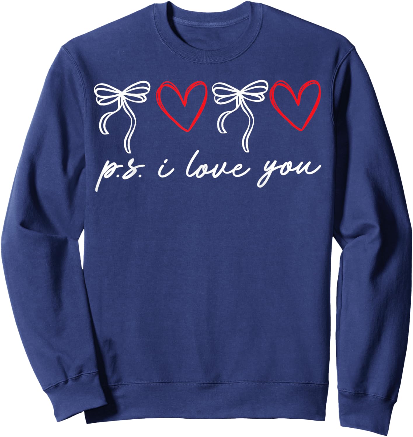 PS I Love You Day Valentine's Day Purple Heart Women Men Kid Sweatshirt - Sweatshirt | Navy