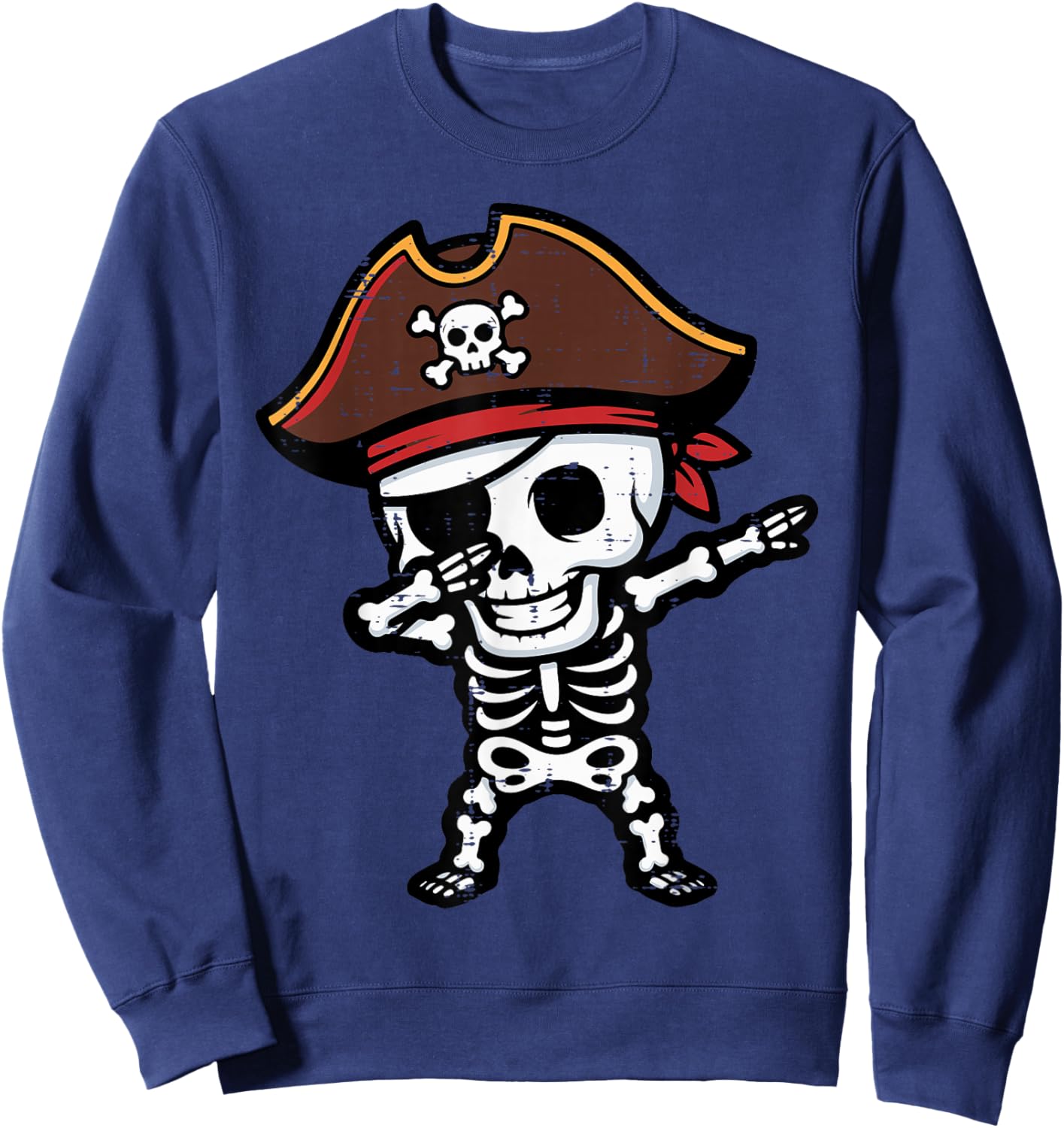 Pirate Skeleton Dab Dance Halloween Costume Boys Girls Kids Sweatshirt - Sweatshirt | Navy