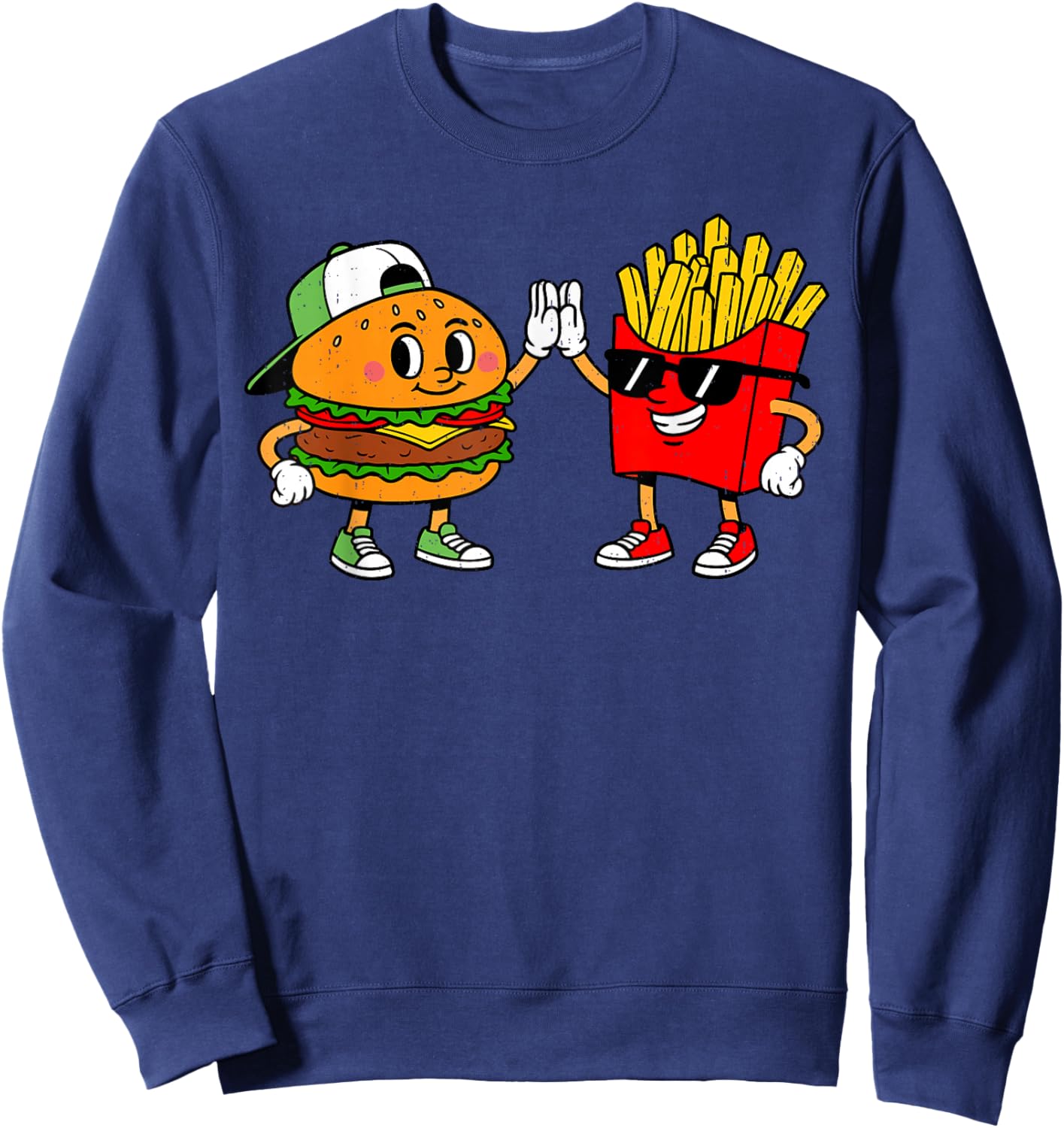 Funny Hamburger French Fries Combo Snacks Fast Food Lover Sweatshirt - Sweatshirt | Navy