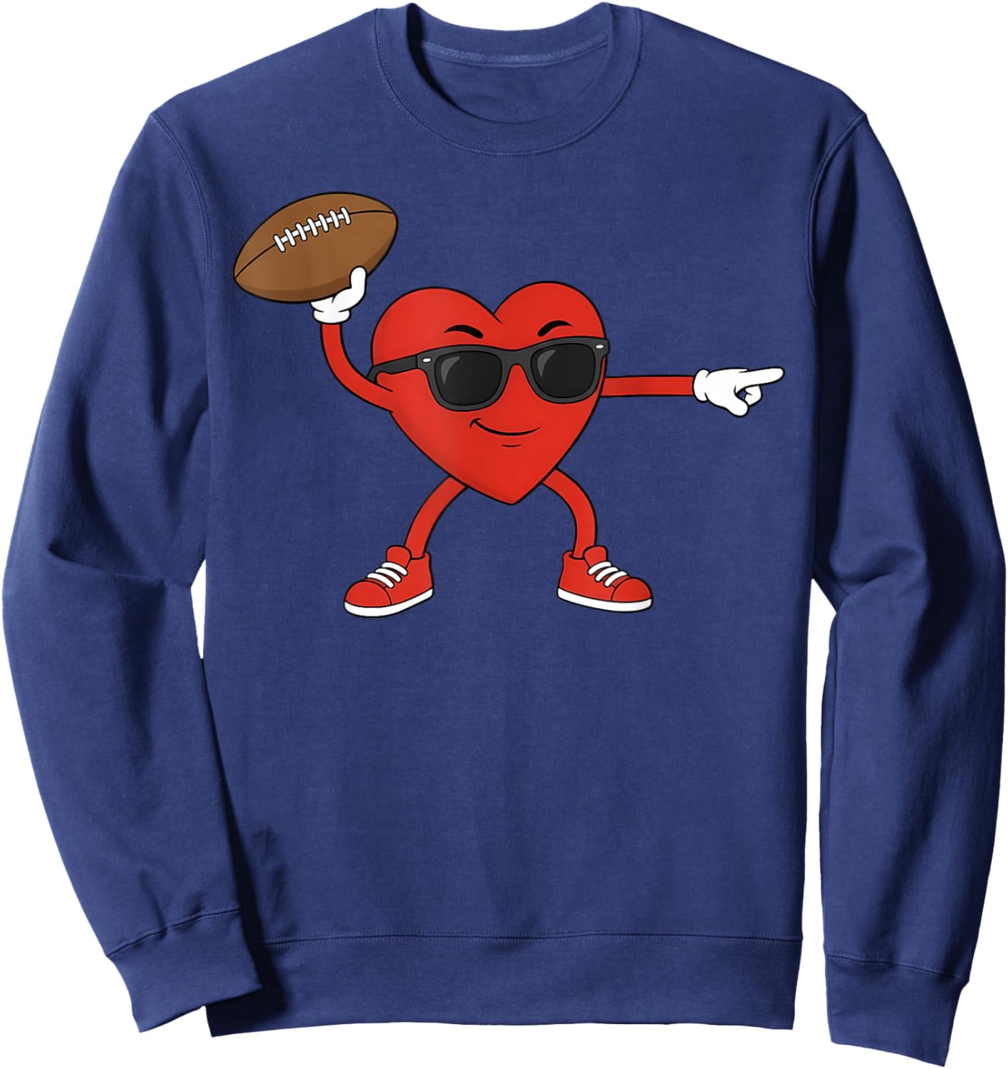 Valentines Day Football Heart Playing Football Boys Kids Sweatshirt - Sweatshirt | Navy