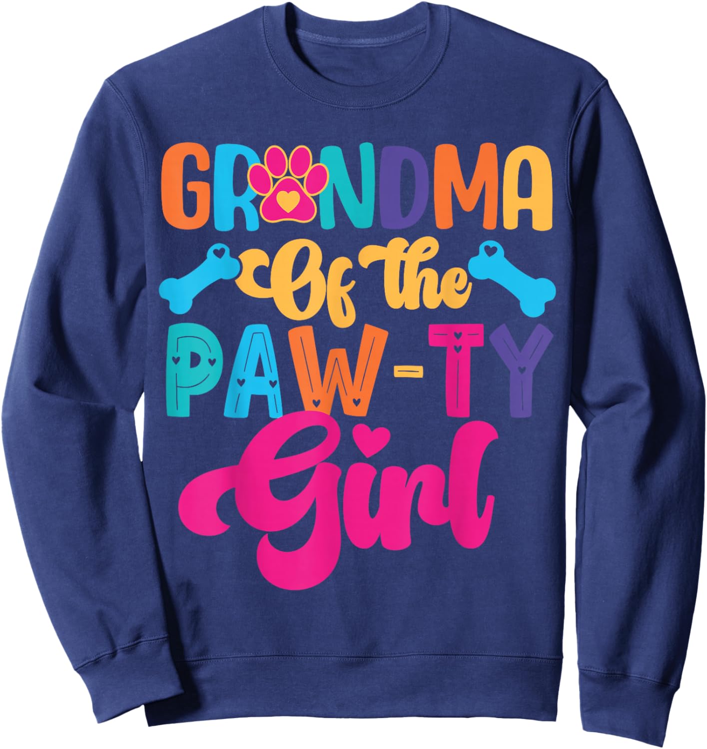 Grandma of The Paw-ty Girl Dog Family Matching Party Sweatshirt - Sweatshirt | Navy