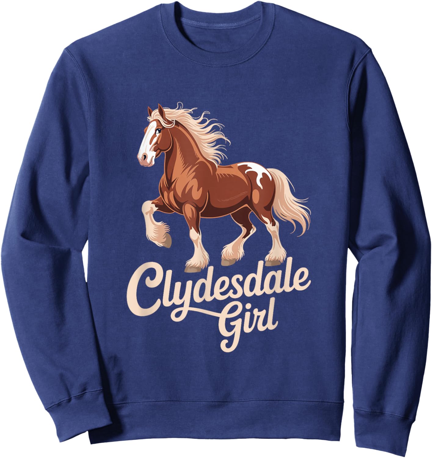 Clydesdale Girl Vintage Horse Equestrian Sweatshirt - Sweatshirt | Navy
