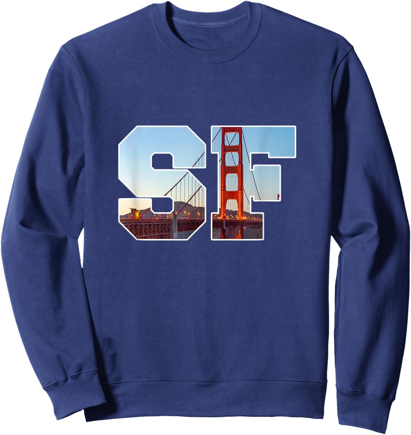 Iconic Golden Gate Bridge in Bold SF Letters San Francisco Sweatshirt - Sweatshirt | Navy