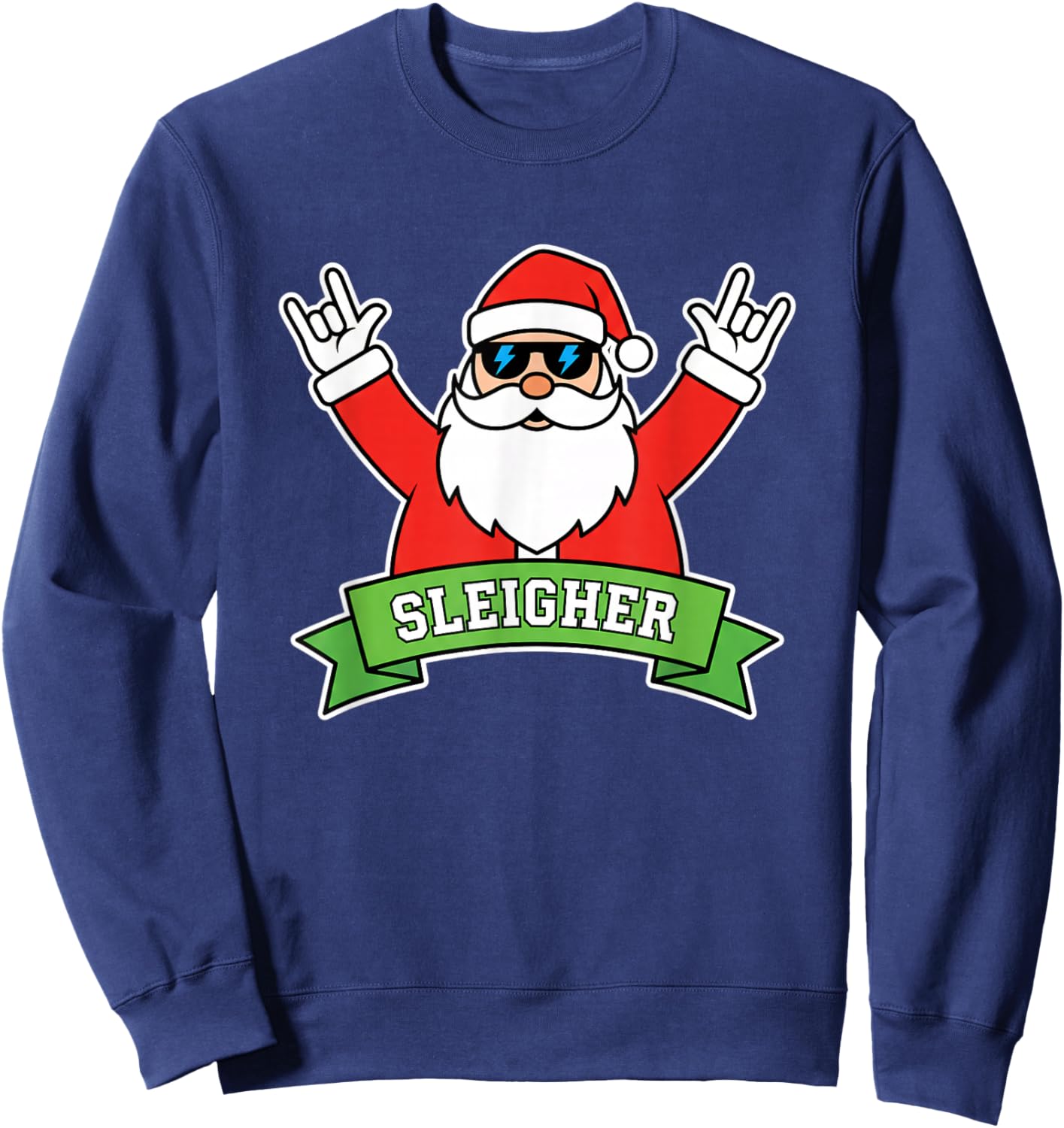 Christmas Sleigher Santa Rock Heavy Metal Sleigh All Day Sweatshirt - Sweatshirt | Navy