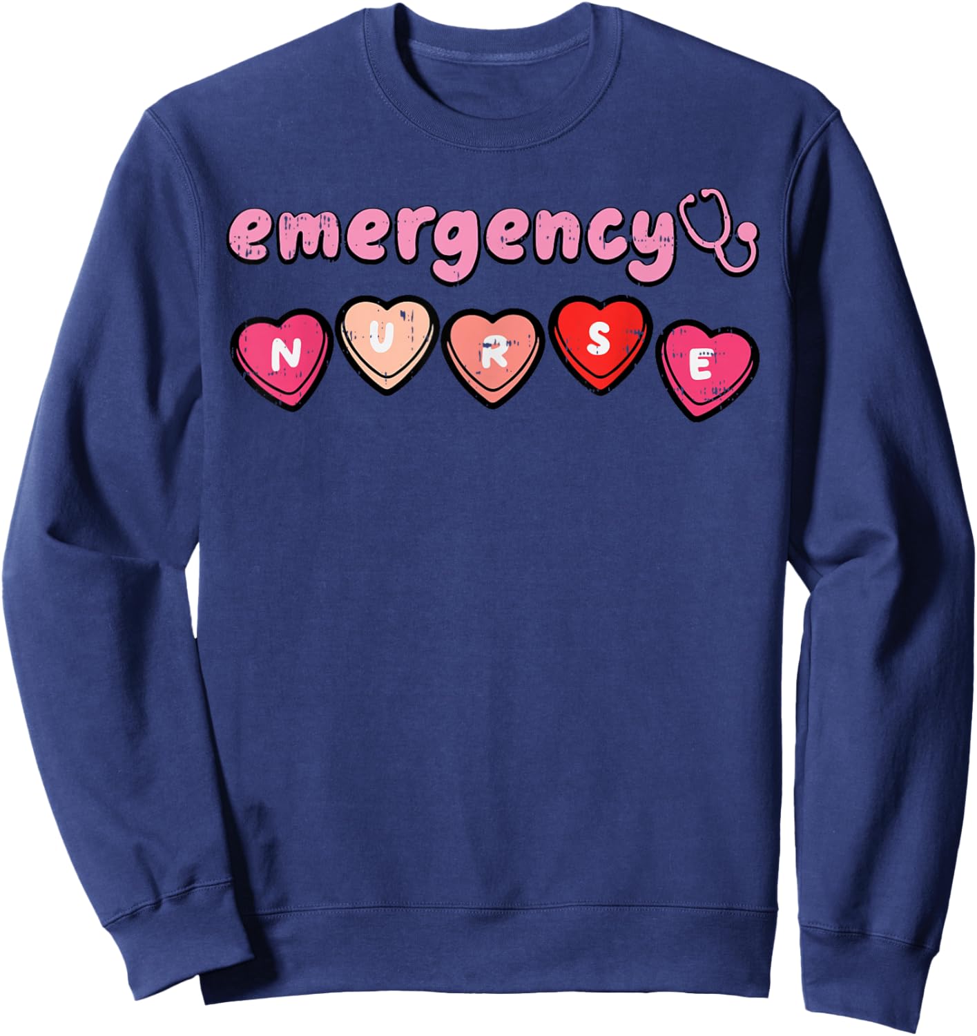Valentines Day Emergency Nurse ED ER Scrub Top Women Men Sweatshirt - Sweatshirt | Navy
