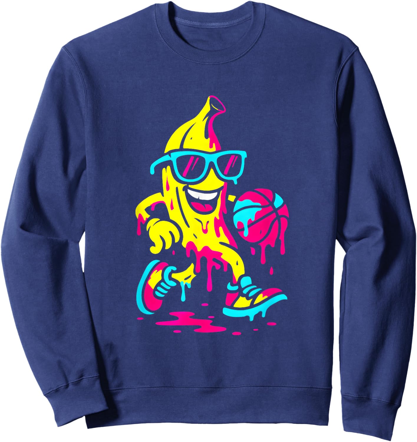 Banana Basketball Drip Funny Kids Youth Boys Girls Sweatshirt - Sweatshirt | Navy