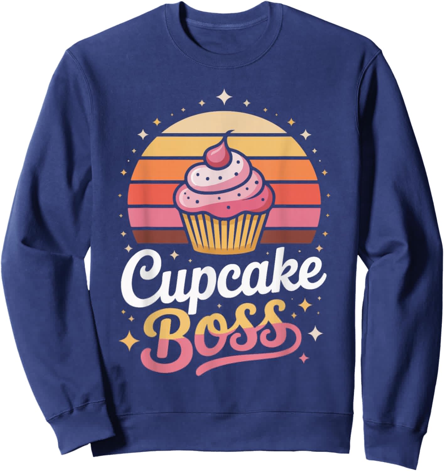 Cupcake Boss Retro Style Baking Lovers Sweatshirt - Sweatshirt | Navy