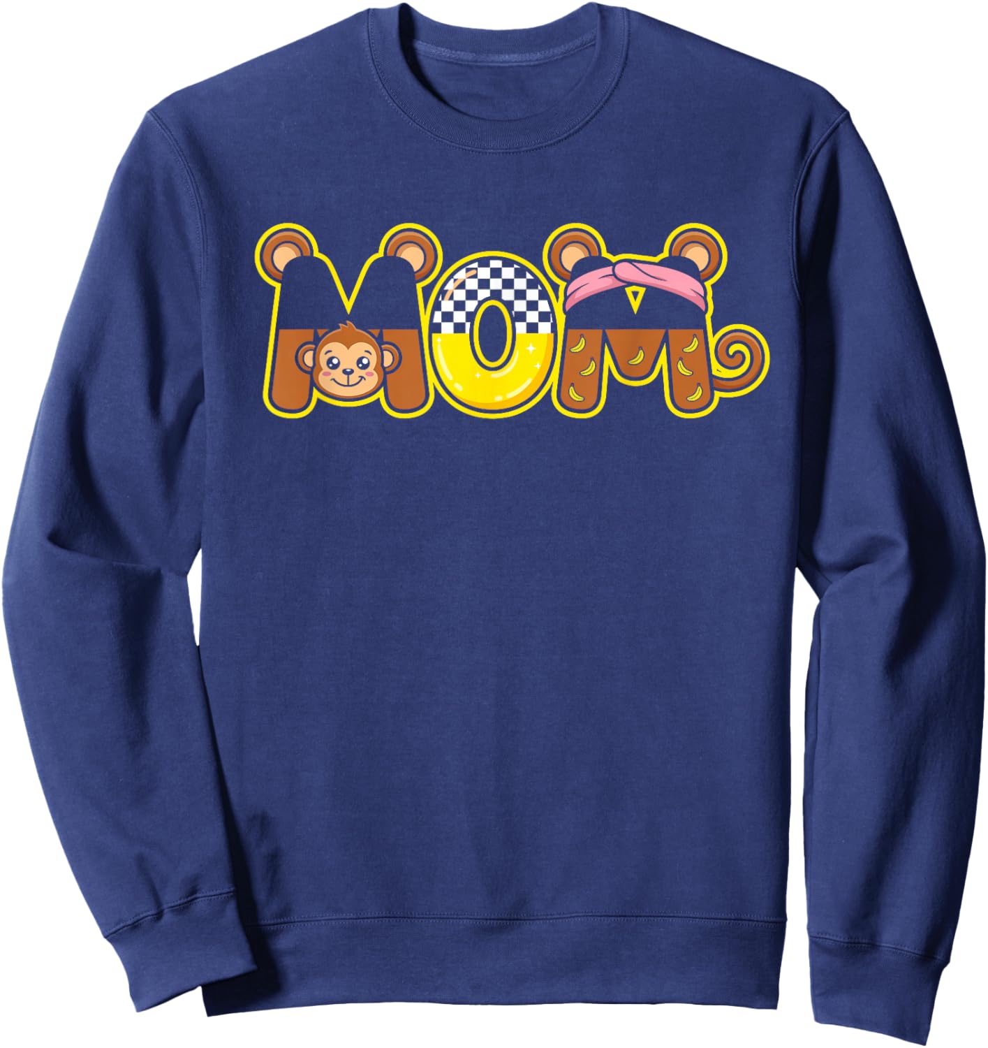 Funny Monkey Mom Mama Kids Girls Mothers Day Sweatshirt - Sweatshirt | Navy