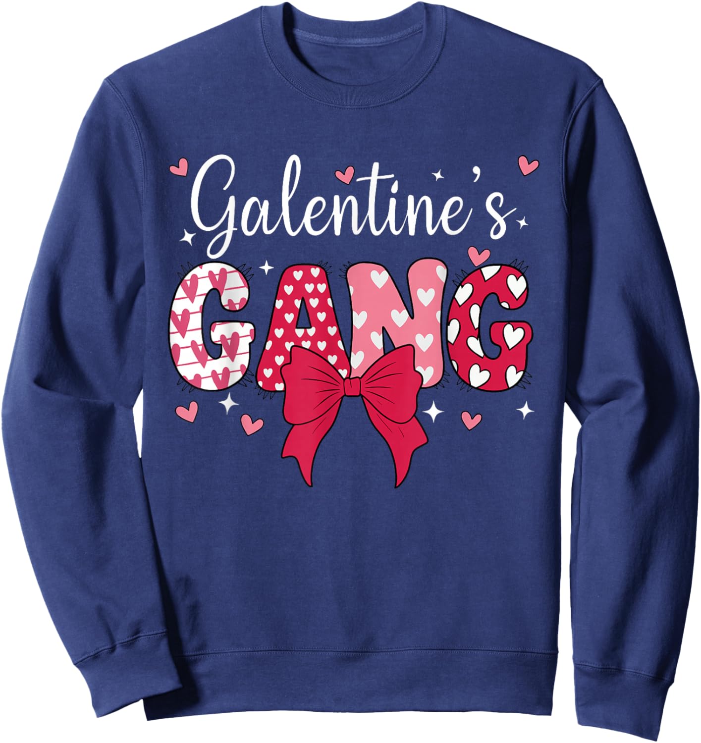 Happy Galentines Day Gang Cute Coquette Bow Galentine 2026 Sweatshirt - Sweatshirt | Navy