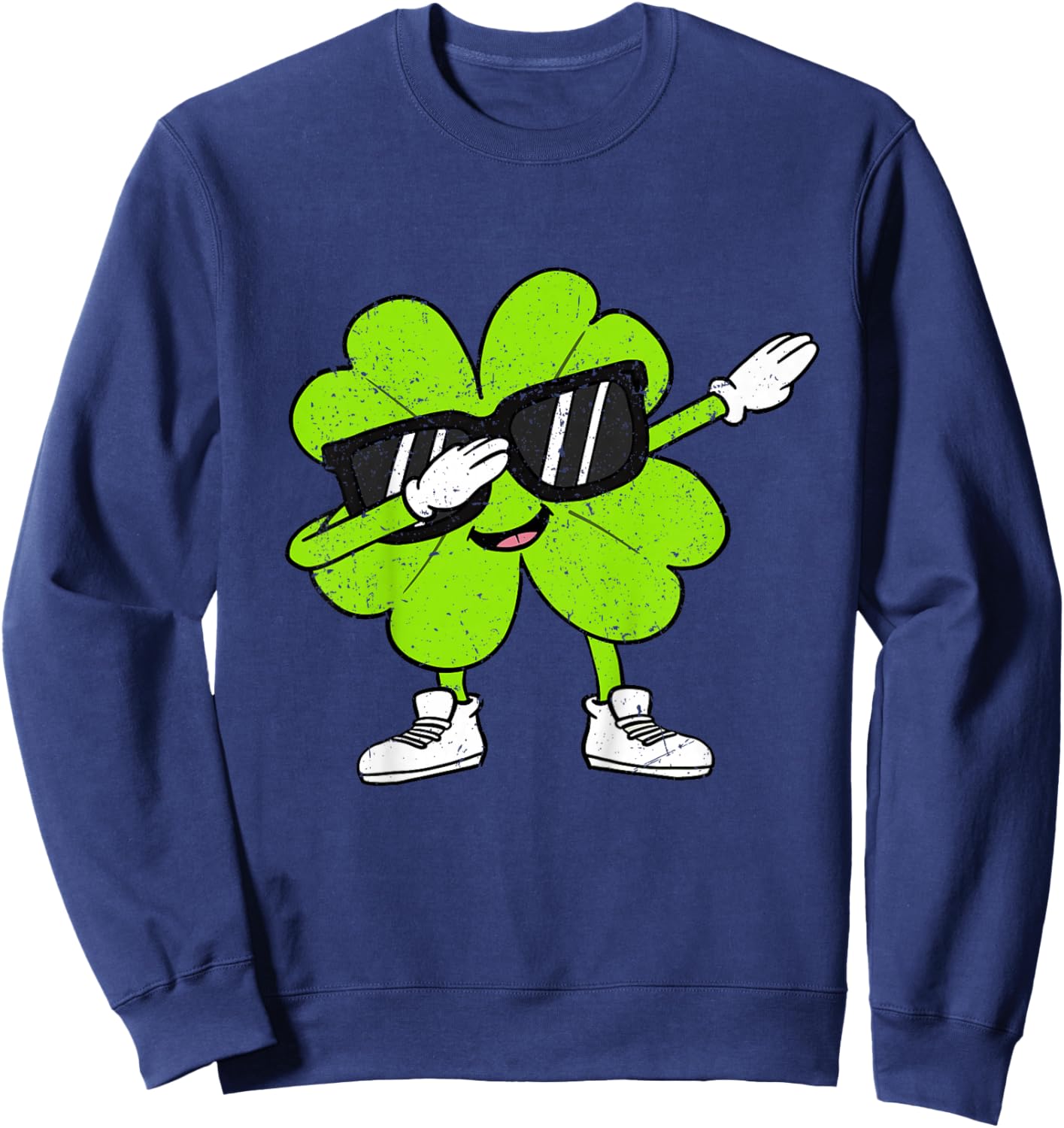 Kids Boys St Patricks Day Toddler Lucky Dabbing Shamrock Clover Sweatshirt - Sweatshirt | Navy