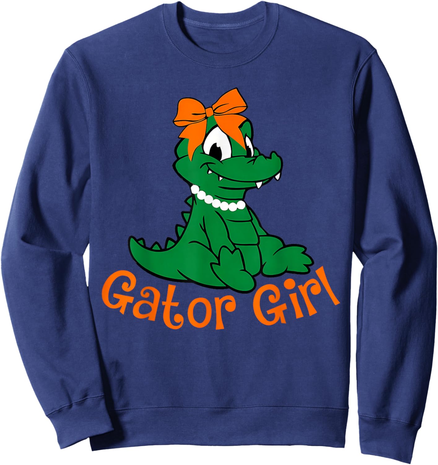 Gator Girl Cute Orange Bow Gator Women Girls Kids Sweatshirt - Sweatshirt | Navy