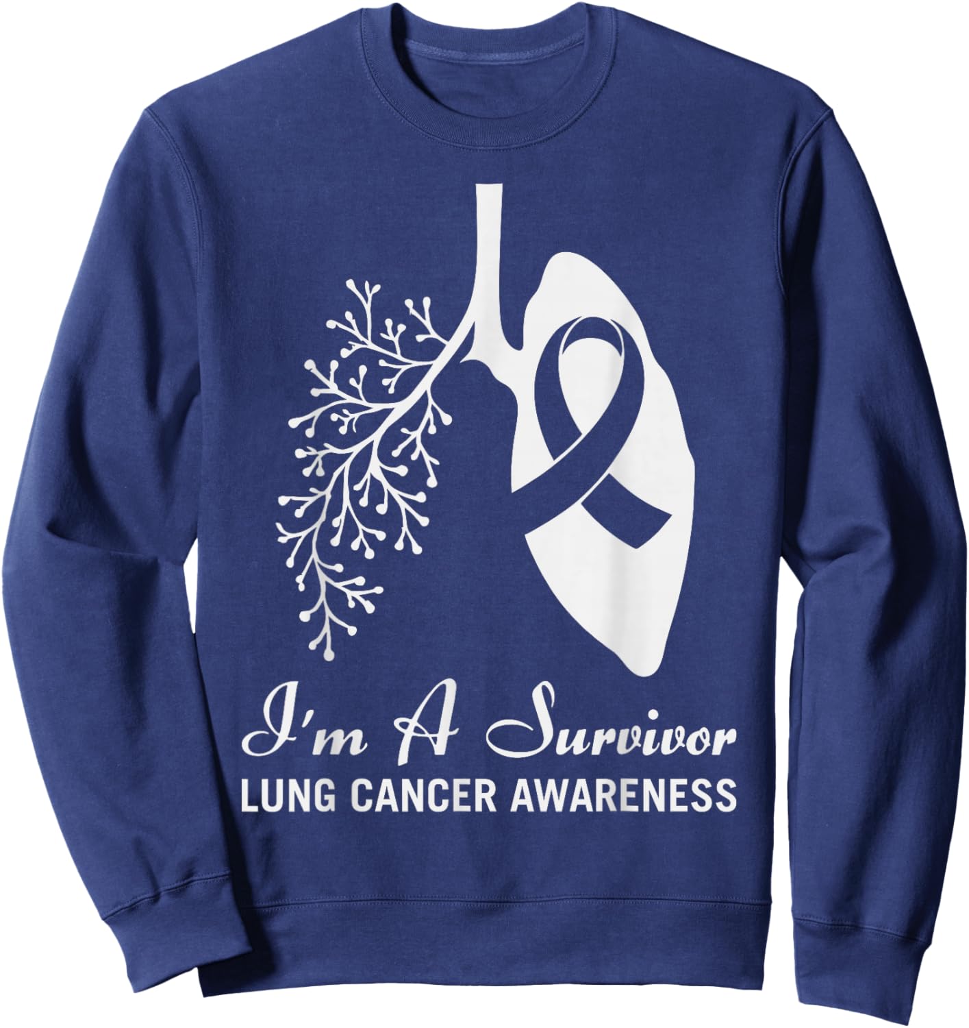 Survivor Lung Cancer Month Awareness White Ribbon Support Sweatshirt - Sweatshirt | Navy