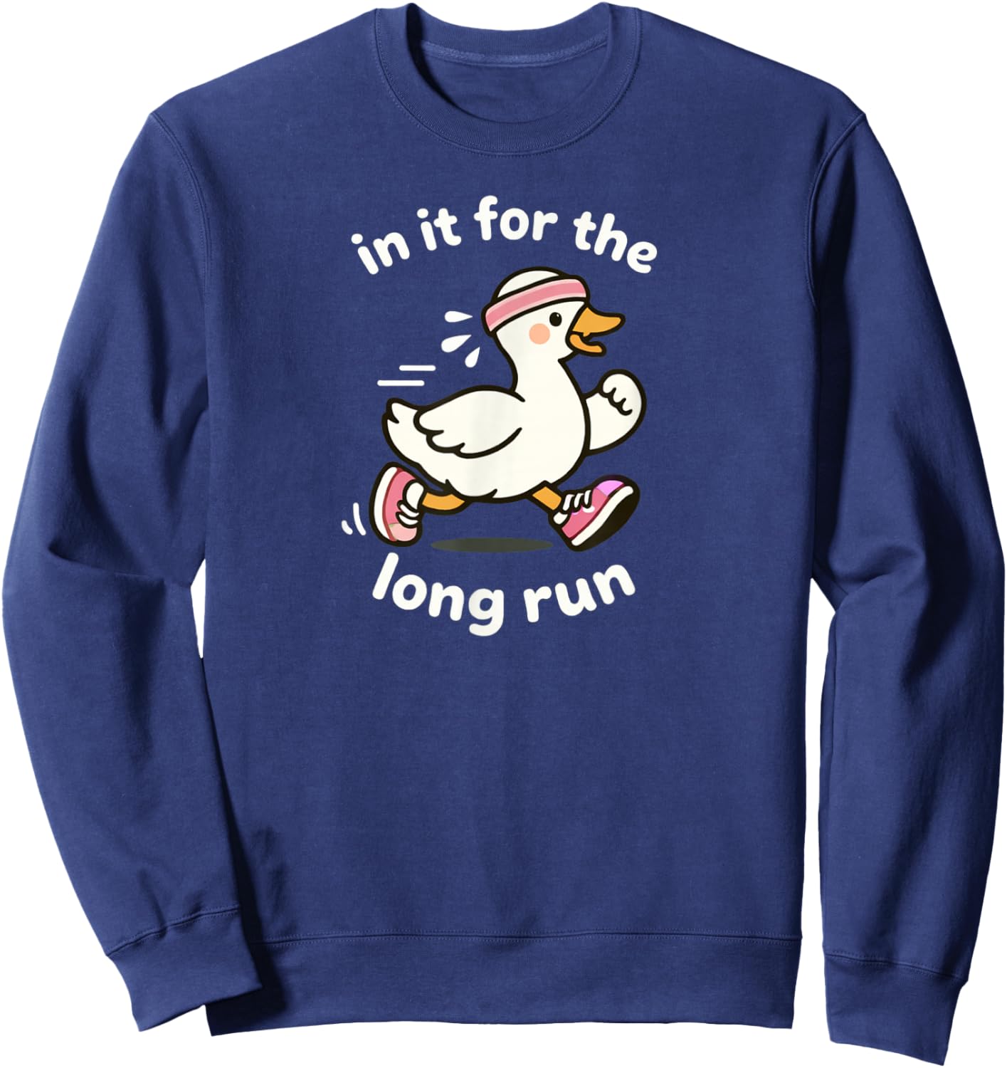 Running Goose Cute Cartoon Duck Long Run Fitness Humorous Sweatshirt - Sweatshirt | Navy