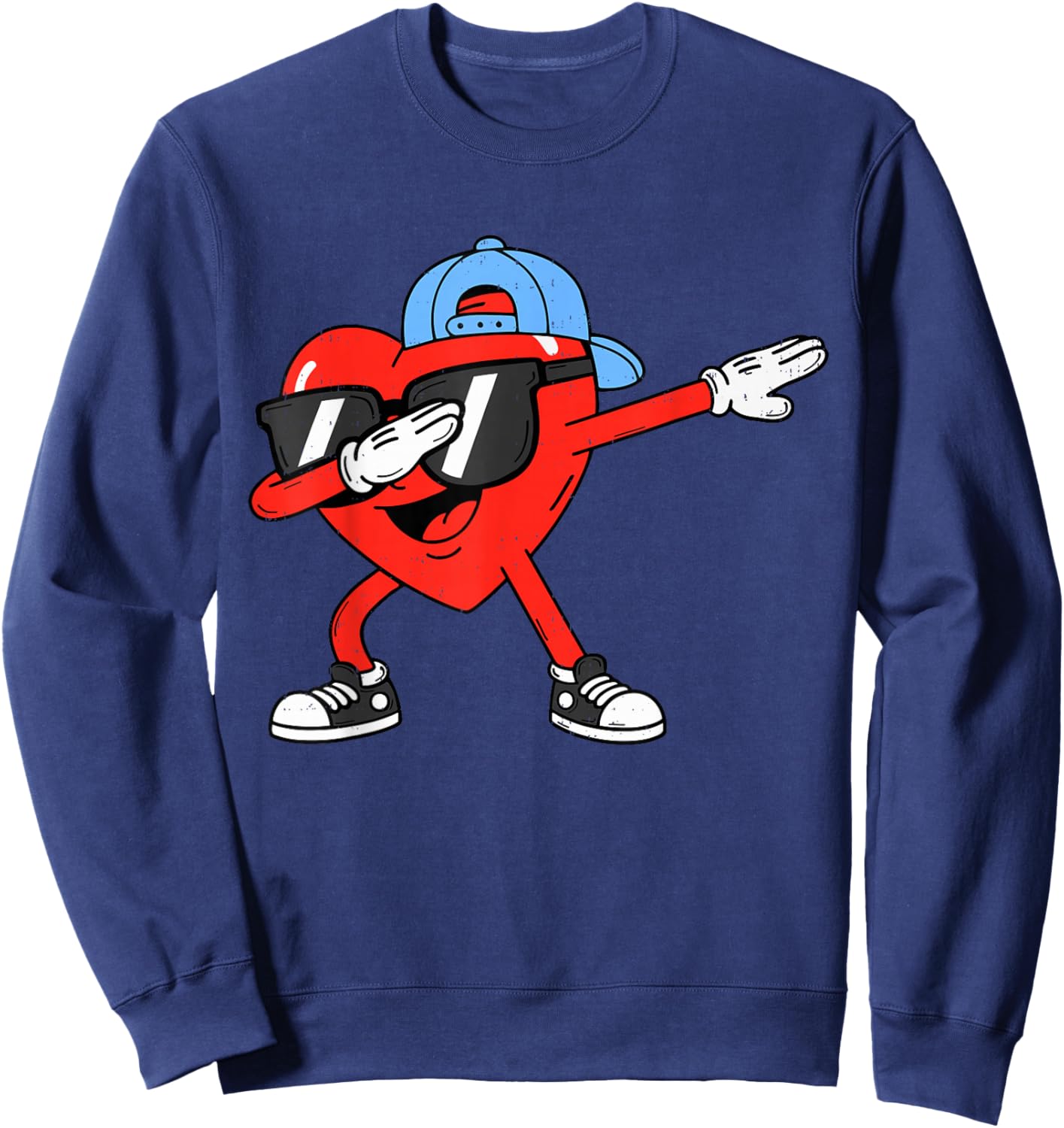 Valentines Day Dabbing Heart Dab Boys Teen Toddler Kids Sweatshirt - Sweatshirt | Navy