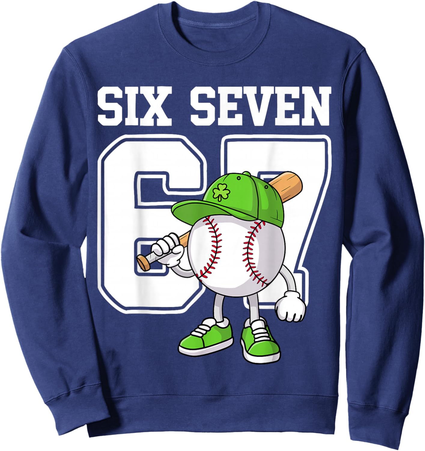 Boys St Patricks Day 67 Six Seven Baseball Ice Cream Drip Sweatshirt - Sweatshirt | Navy