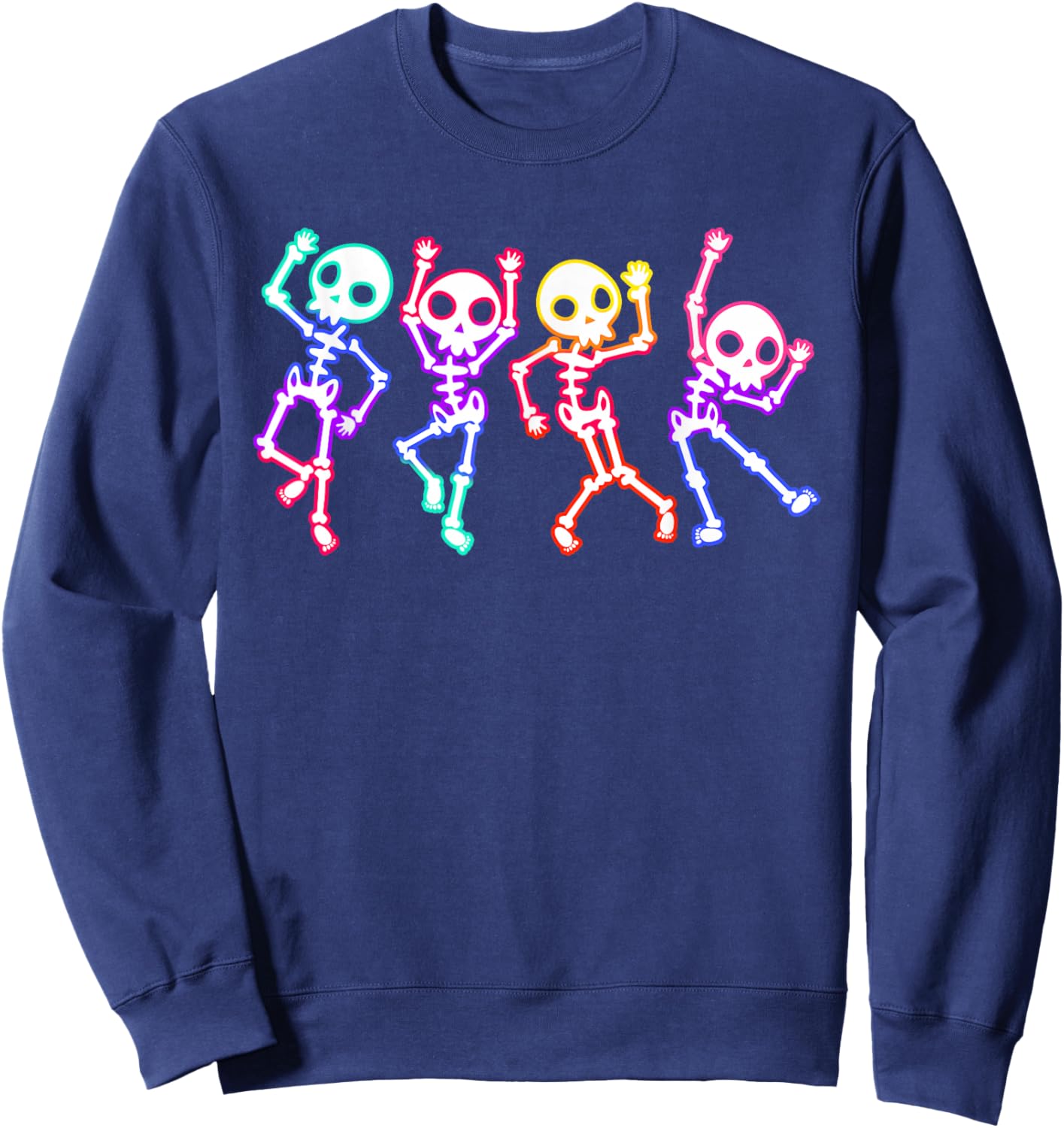 Glow in The Halloween Night Skeleton Funny Dancing Skeleton Sweatshirt - Sweatshirt | Navy