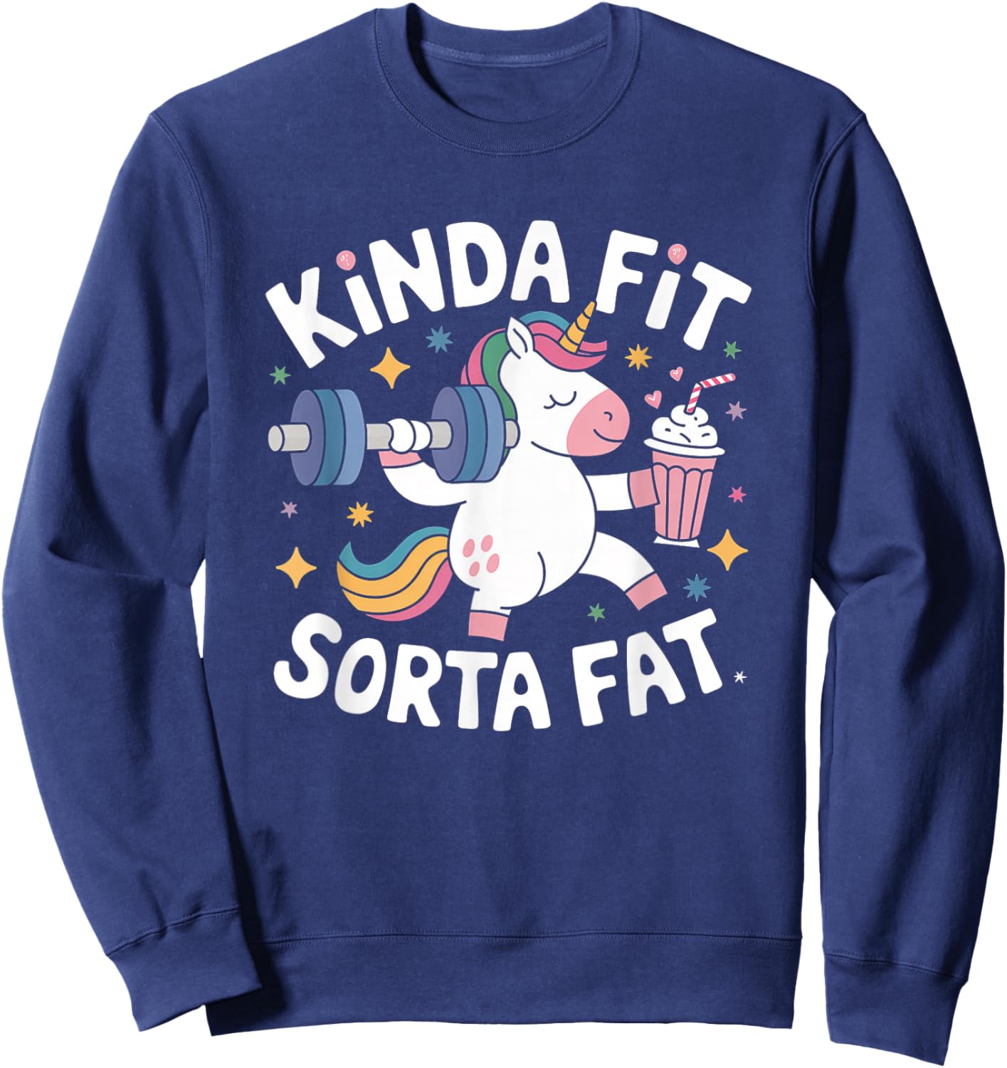 Kinda Fit Sorta Fat Funny Gym Body Cute Bear Retro Sweatshirt - Sweatshirt | Navy