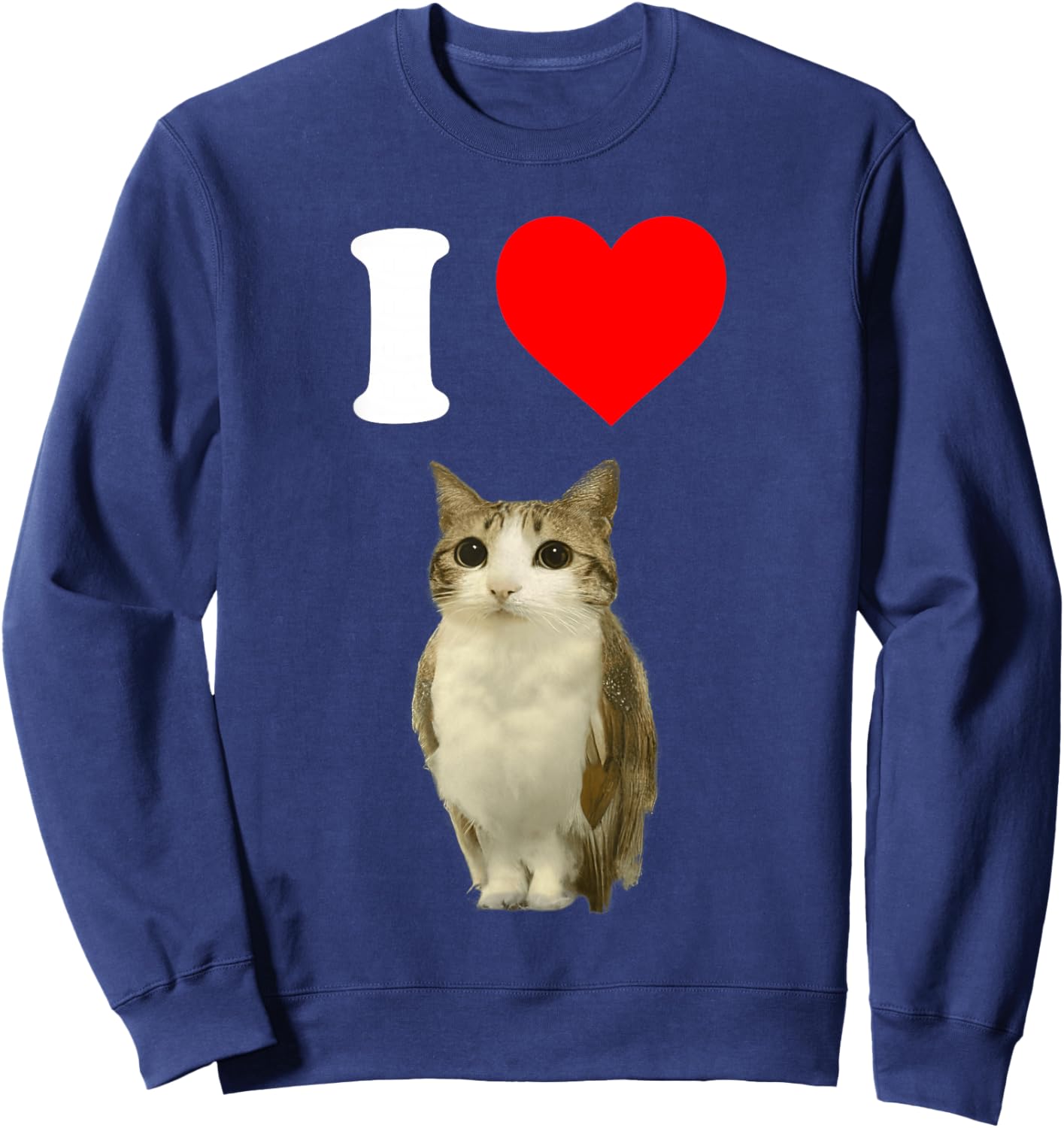 I Love Meowl Funny Cursed Cute Cat Owl Meme Brain Rot Silly Sweatshirt - Sweatshirt | Navy