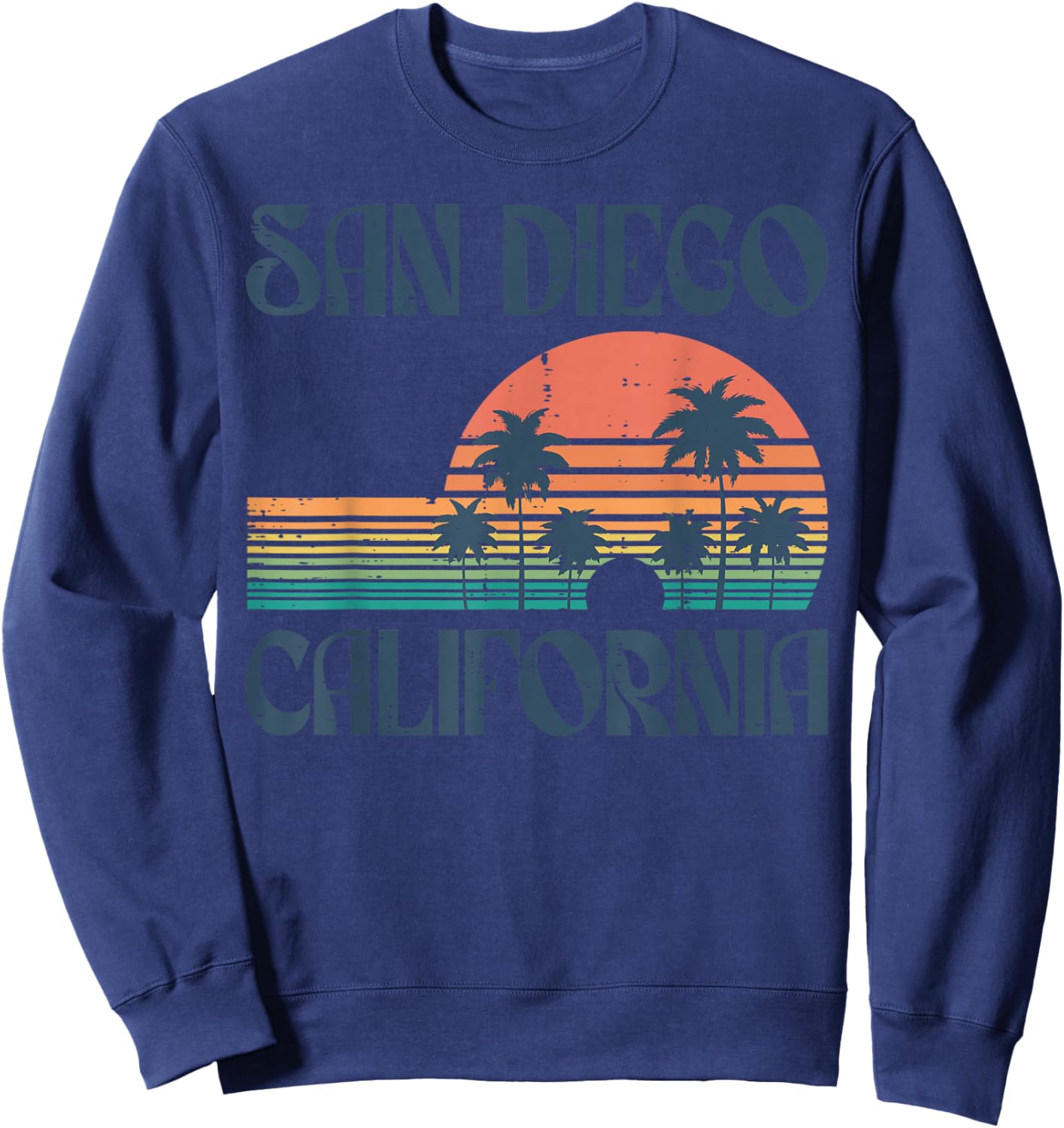 Vacation San Diego California Sunset Retro Men Women Kids Sweatshirt - Sweatshirt | Navy