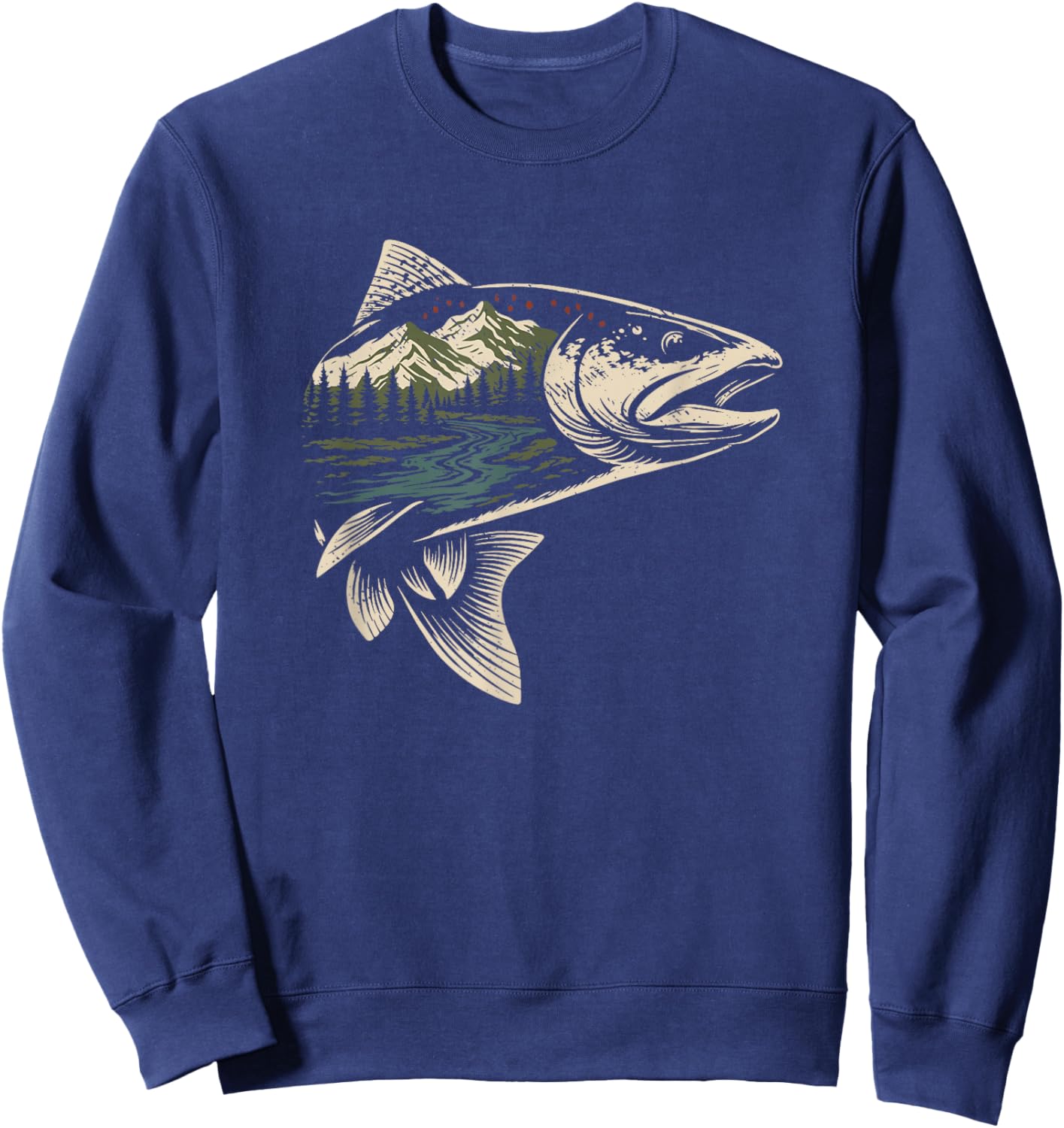 Fly Fishing Trout Nature Sweatshirt - Sweatshirt | Navy
