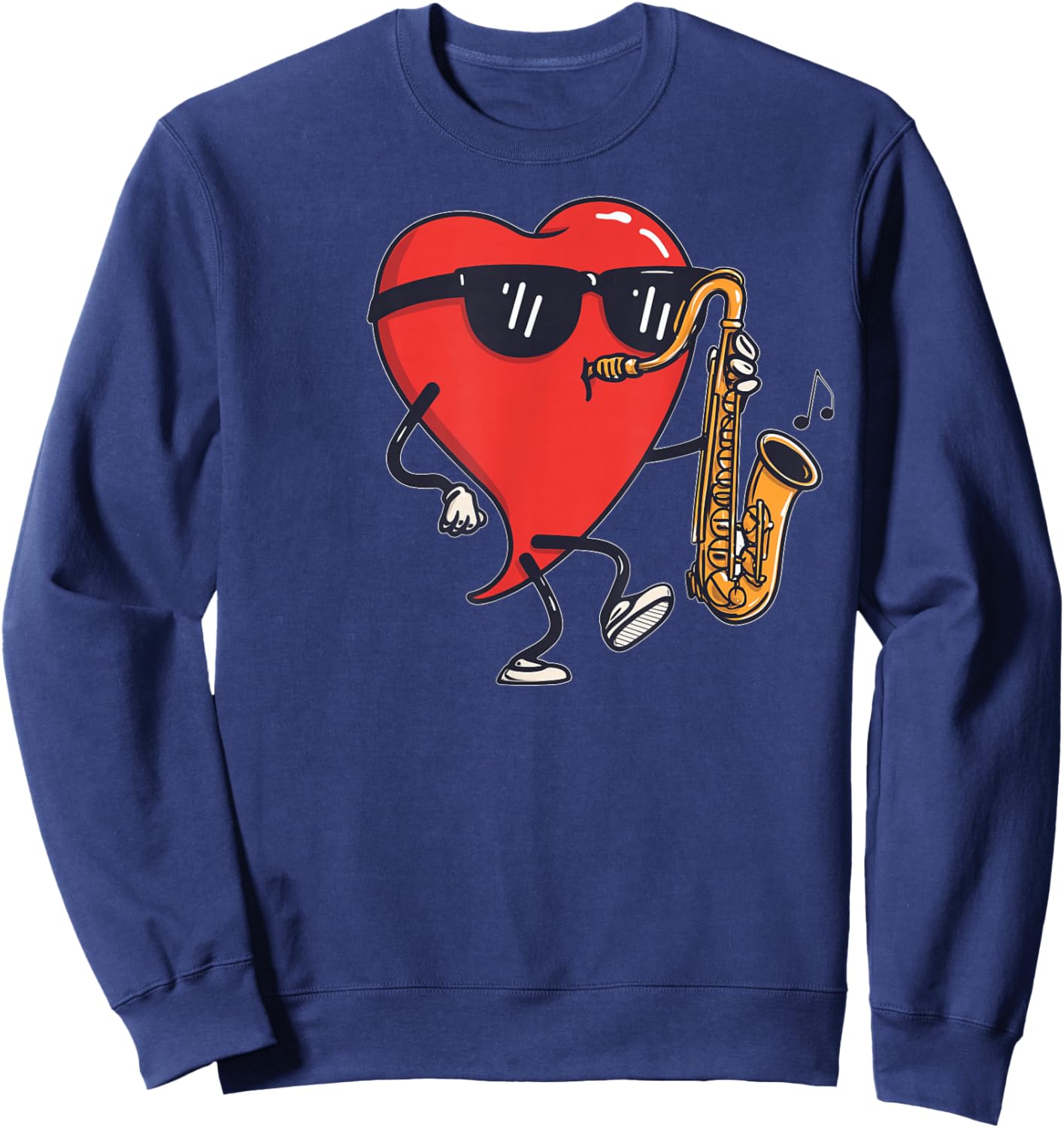 Saxophone Heart Player Saxist Sax Valentine's Day Sunglasses Sweatshirt - Sweatshirt | Navy