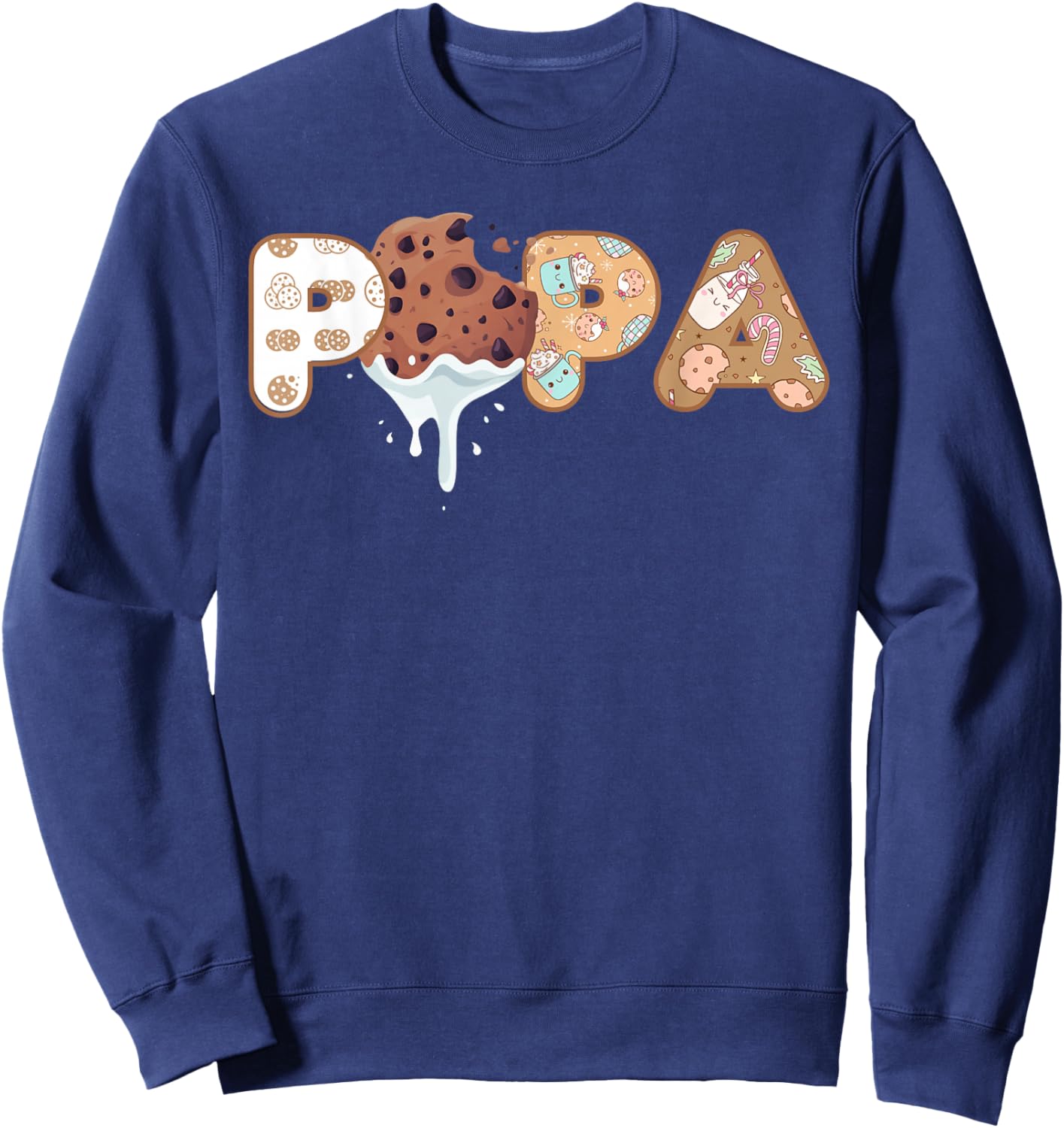 Cookies Papa 1st Birthday Milk Party Family Matching Sweatshirt - Sweatshirt | Navy