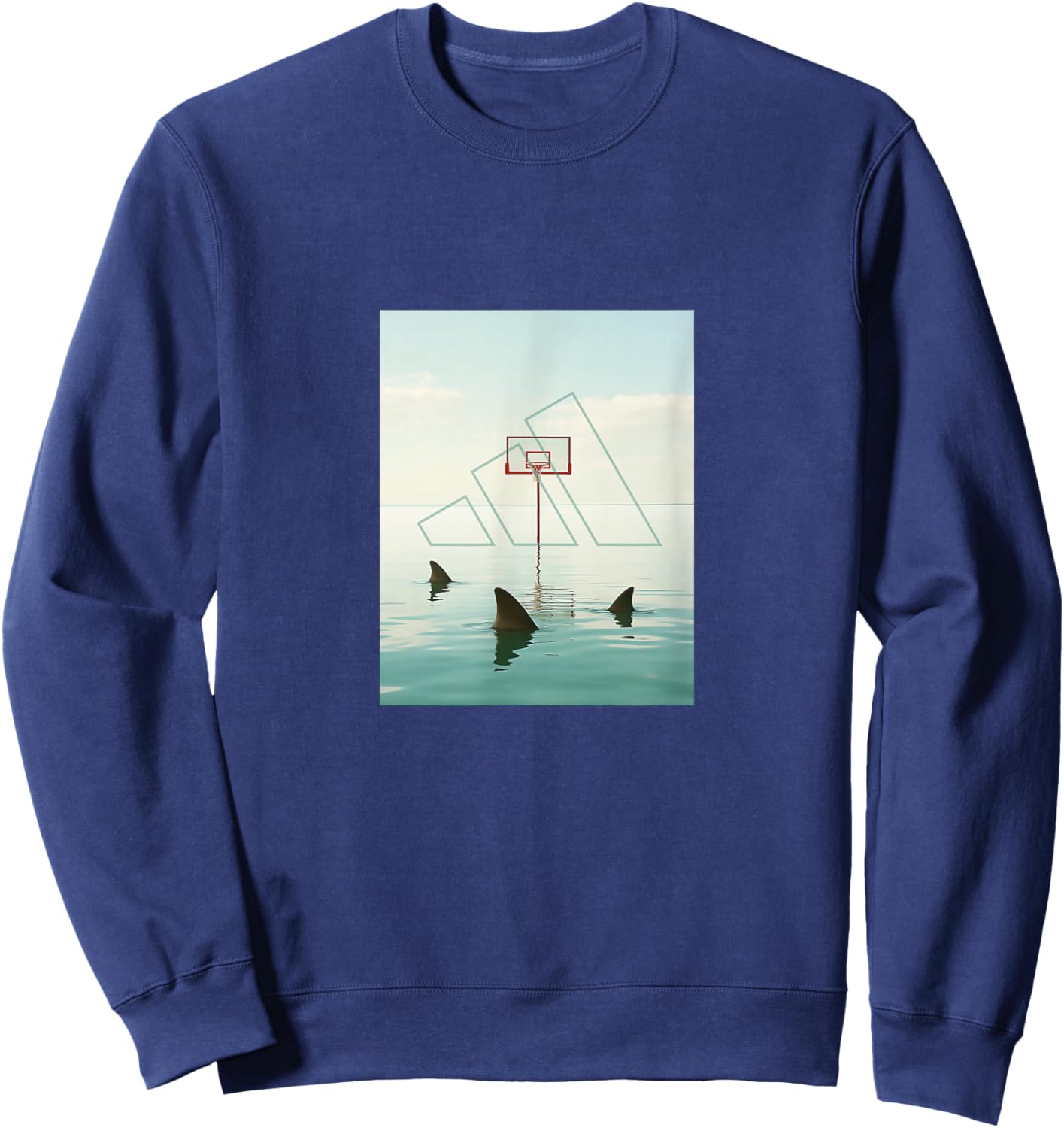 adidas Basketball Shark Hoop Three Stripes Graphic Sweatshirt - Sweatshirt | Navy