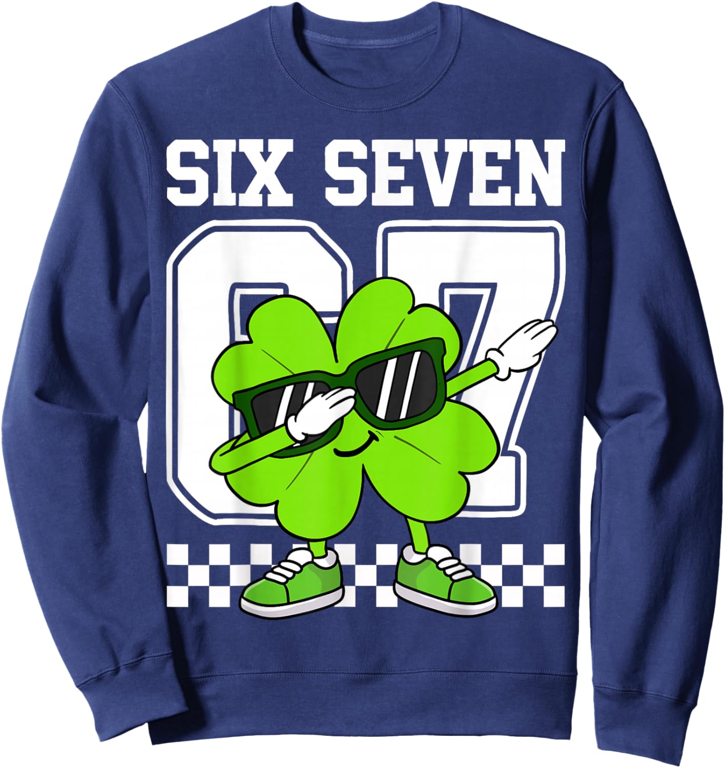 Boys St Patricks Day Dabbing Shamrock Clover 67 Six Seven Sweatshirt - Sweatshirt | Navy