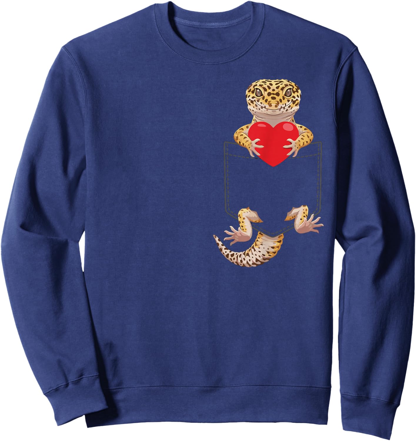 Leopard Gecko in Pocket Reptile Lover Design Valentines Sweatshirt - Sweatshirt | Navy
