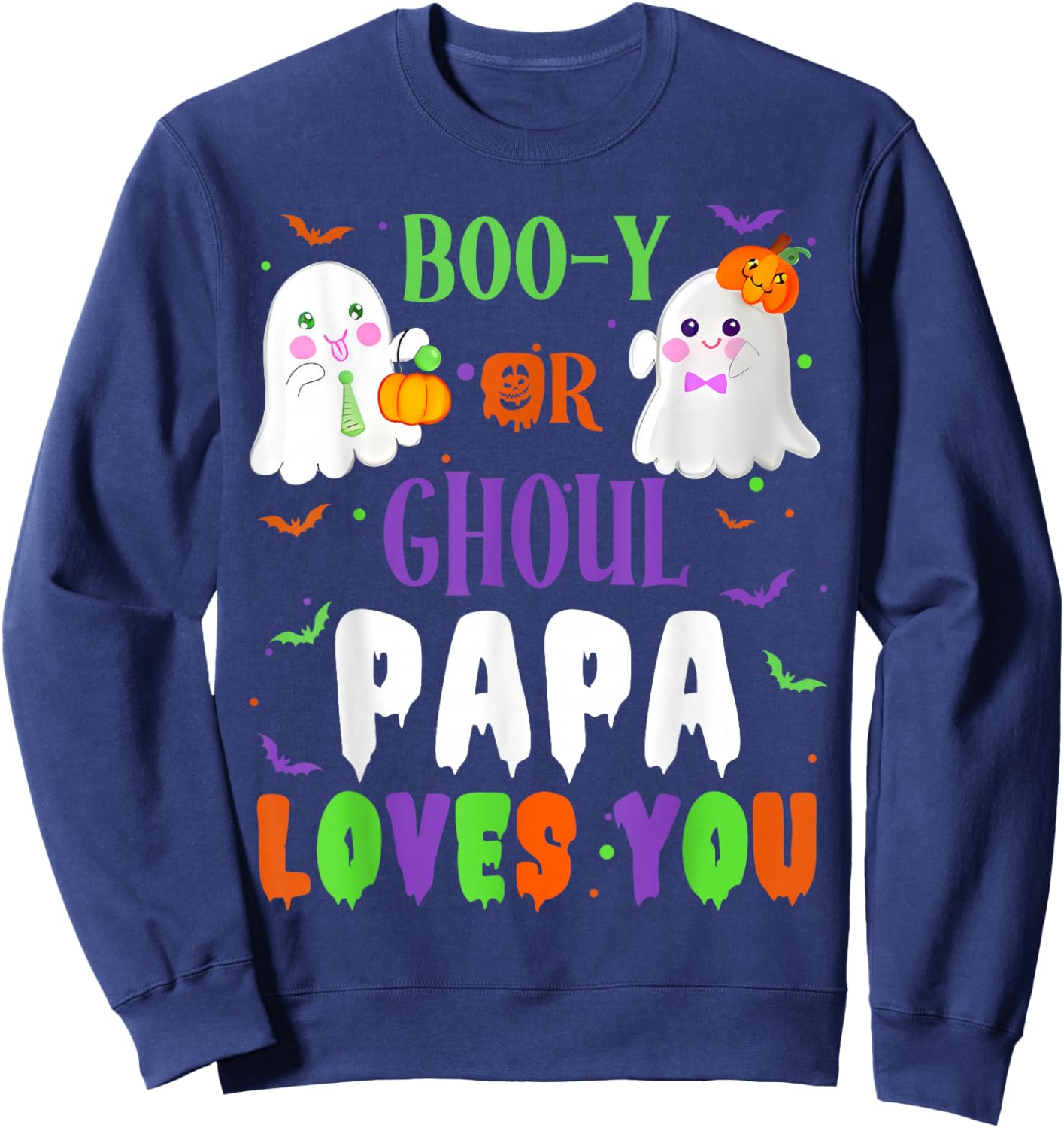 Boo-y Or Ghoul Papa Loves You Boo Halloween Baby Gender Sweatshirt - Sweatshirt | Navy