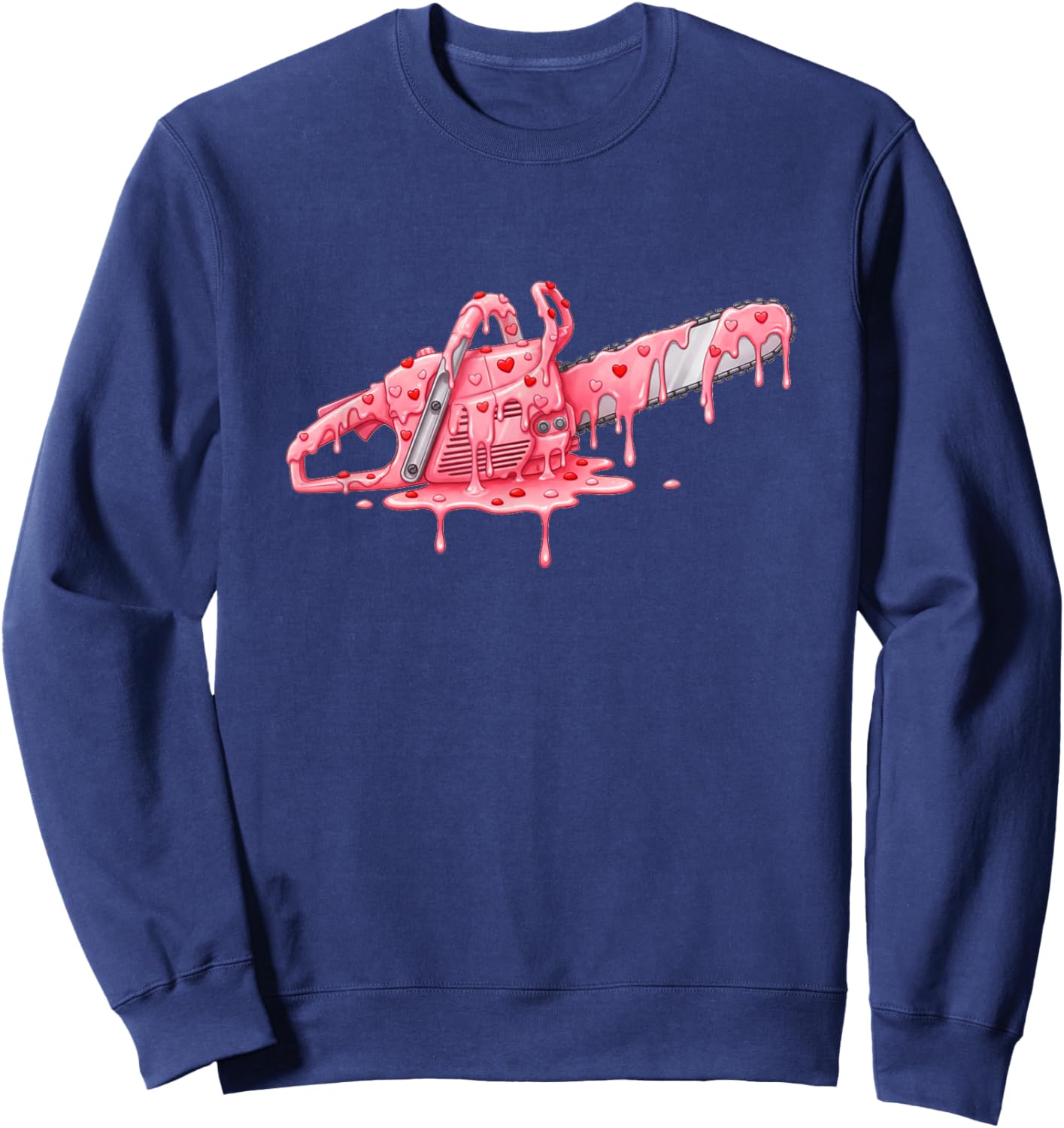 Chainsaw Arborist Valentines Day Ice Cream Drip Heart Sweatshirt - Sweatshirt | Navy