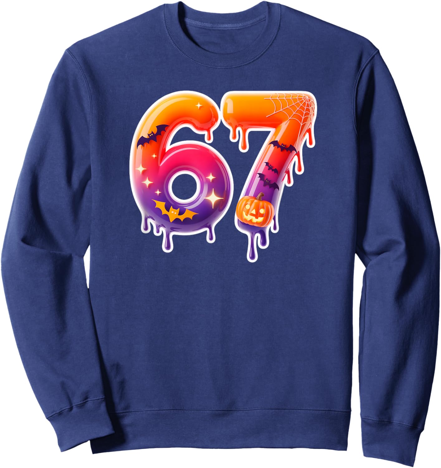 Six Seven 67 6 7 Meme Design Funny Ice Cream Drip Costume Sweatshirt - Sweatshirt | Navy