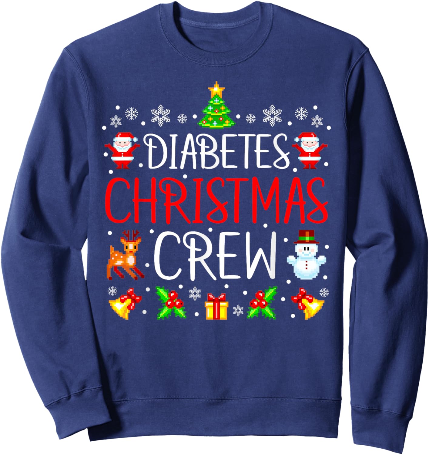 Diabetes Christmas Crew Matching Xmas Diabetes Nurse Sweatshirt - Sweatshirt | Navy