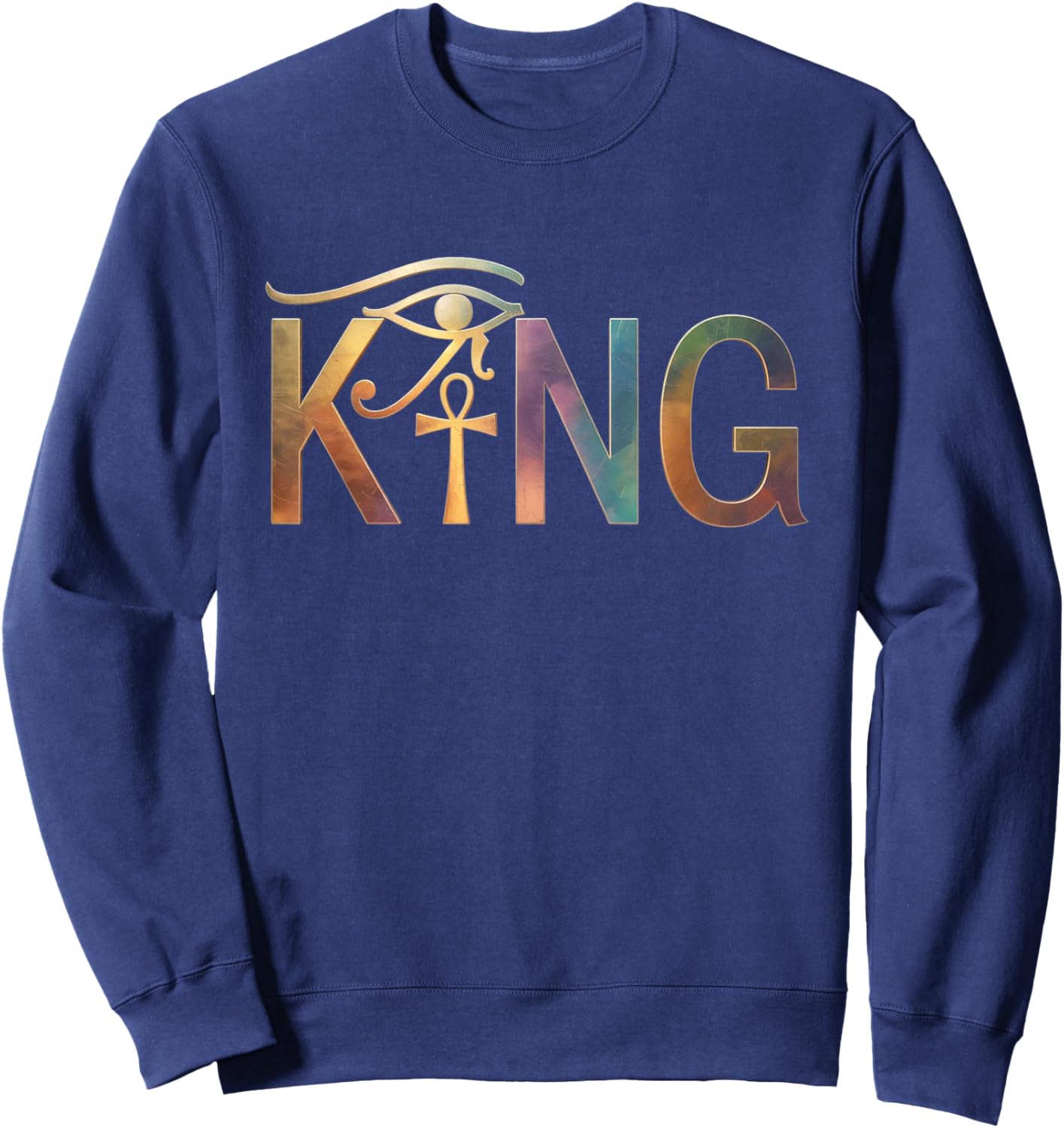 Black King Kemetic Ankh African Pride Sweatshirt - Sweatshirt | Navy
