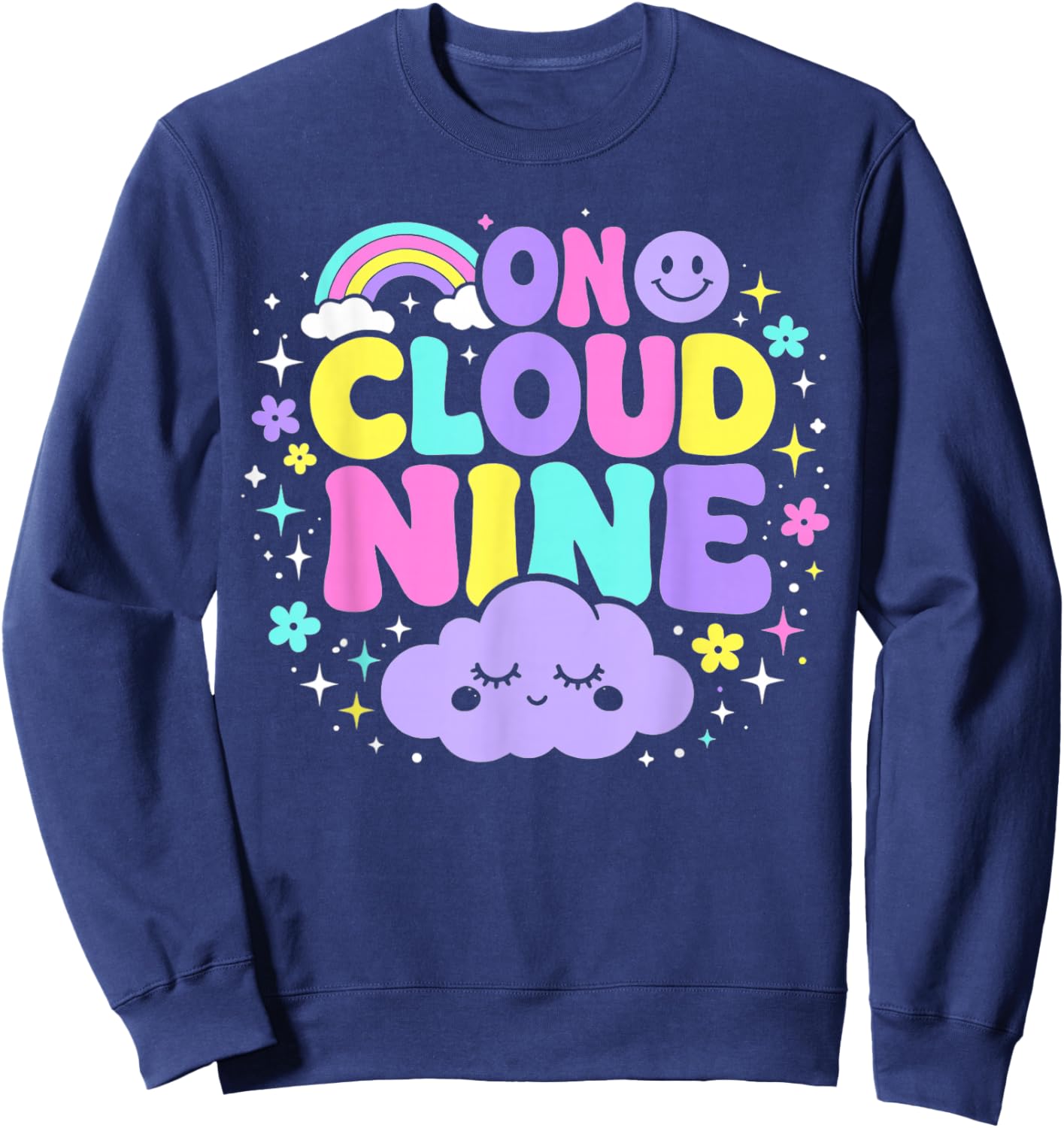 Groovy On Cloud Nine Bday 9th Birthday Girl 9 Year Old Sweatshirt - Sweatshirt | Navy