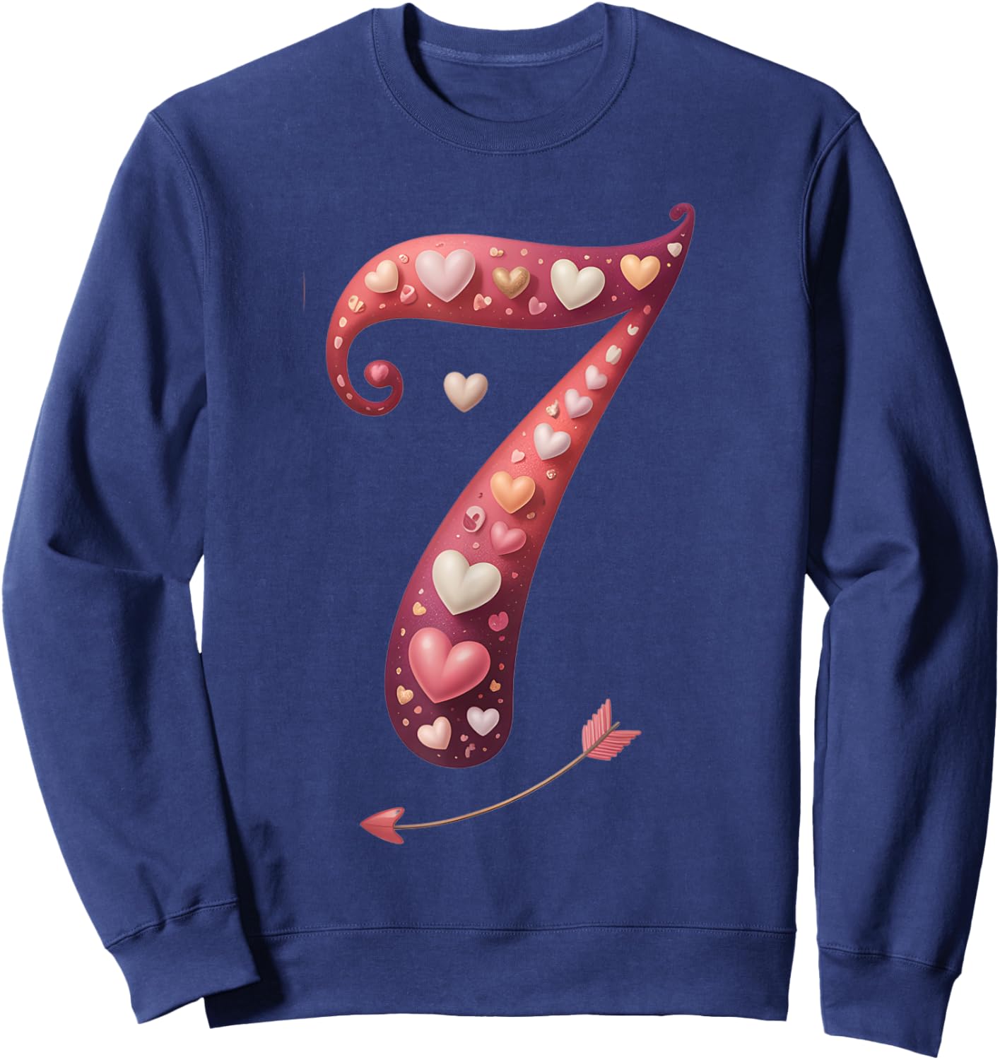 Cute Love-Themed Valentine’s Day Heart Costume Matching 7 Sweatshirt - Sweatshirt | Navy