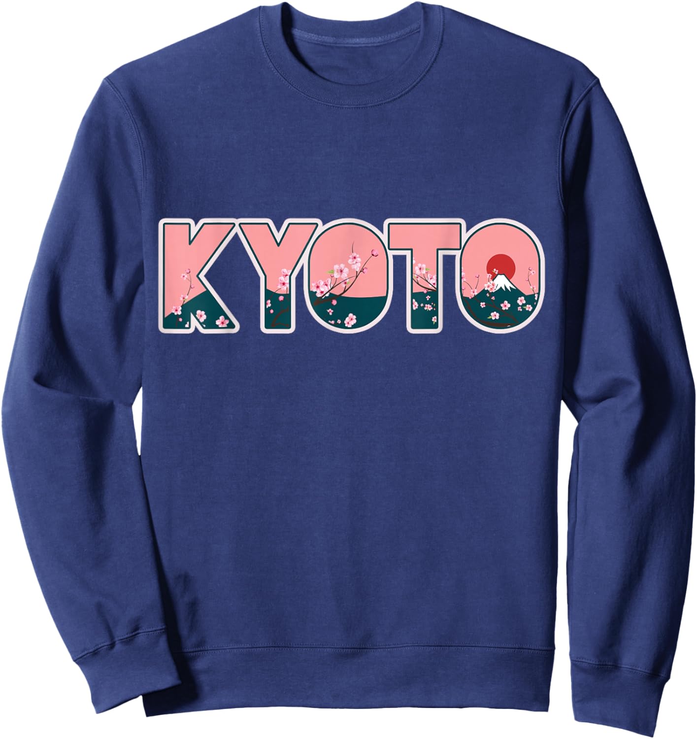 Kyoto Japan Sakura Vintage Mount Fuji Japanese Sweatshirt - Sweatshirt | Navy