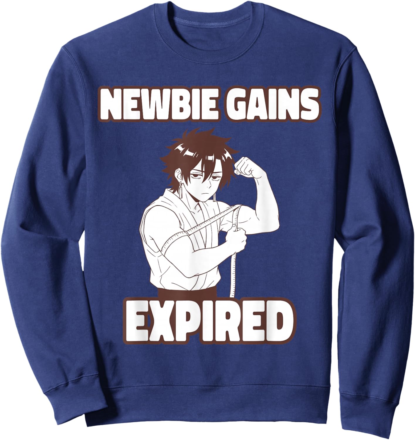 Newbie Gains Expired Funny Gym Anime Workout Sweatshirt - Sweatshirt | Navy