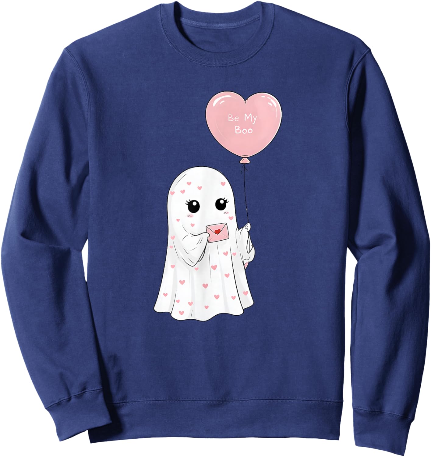 Cute Valentine Ghost Be My Boo Heart Balloon Sweatshirt - Sweatshirt | Navy