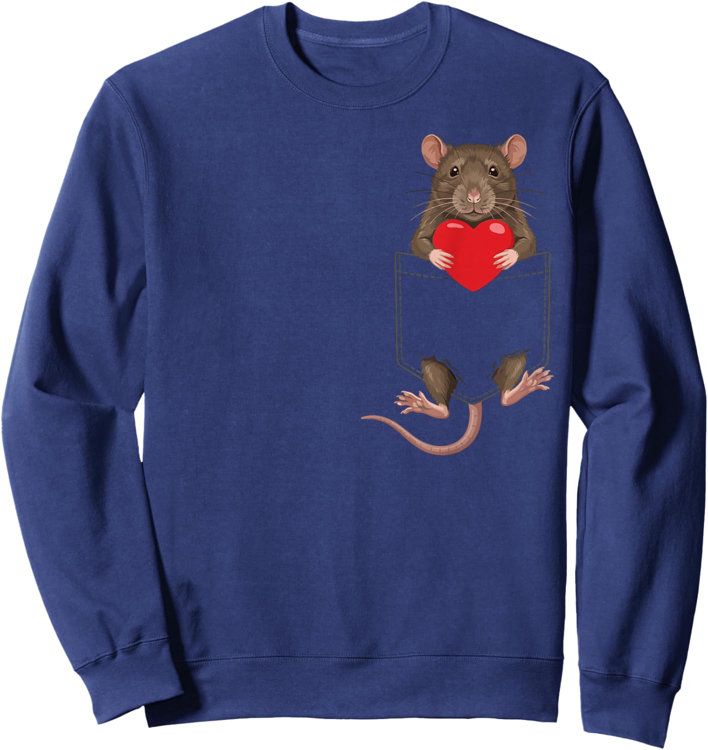 Cute Rat in Pocket Rat Lover Valentines Sweatshirt - Sweatshirt | Navy