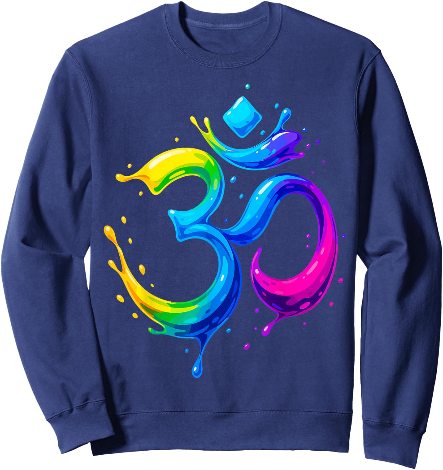Rainbow Om Symbol Aum Chakra Yoga Meditation Pride Sweatshirt - Sweatshirt | Navy