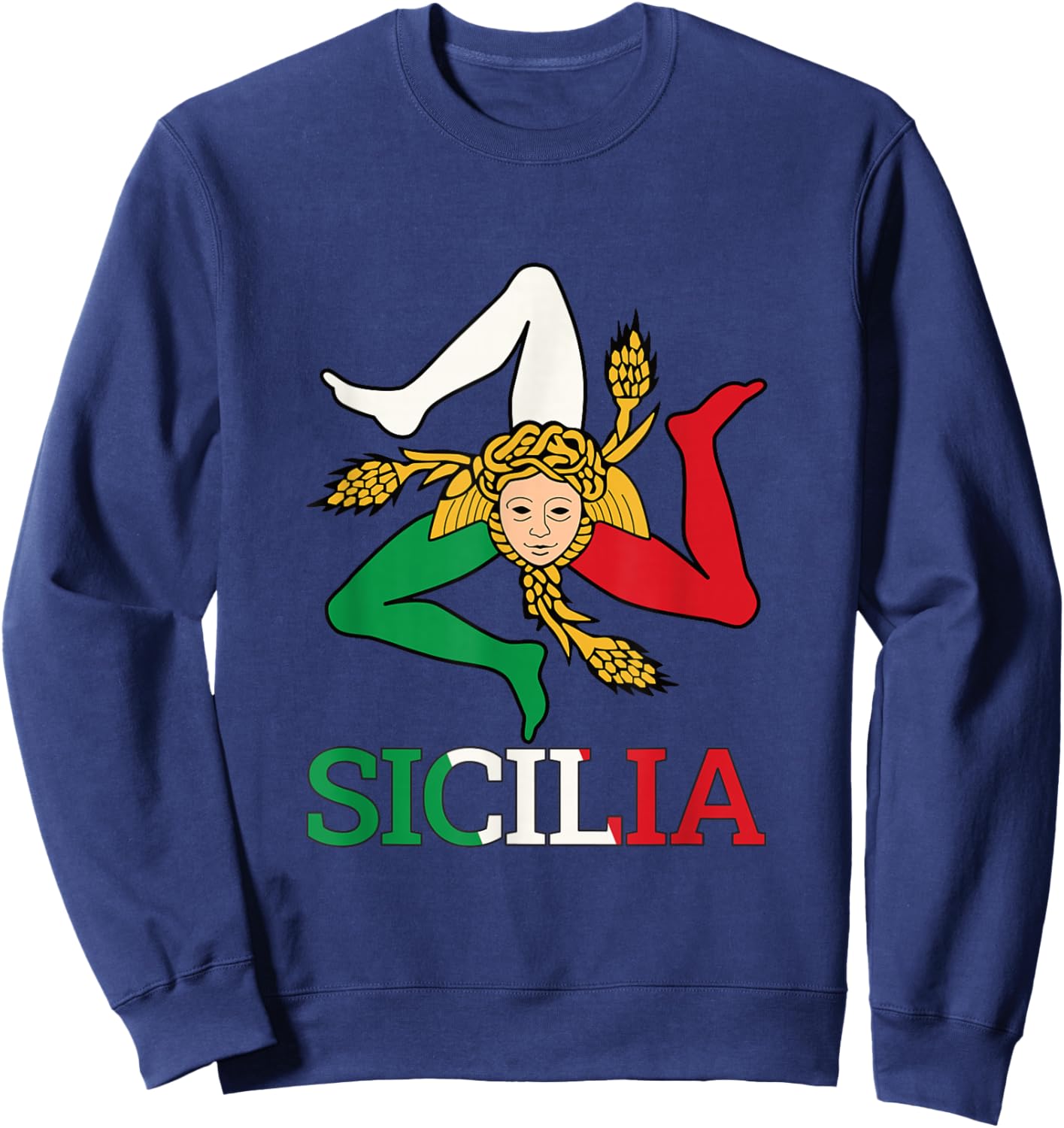 Sicilia, Sicily Trinacria Sweatshirt - Sweatshirt | Navy