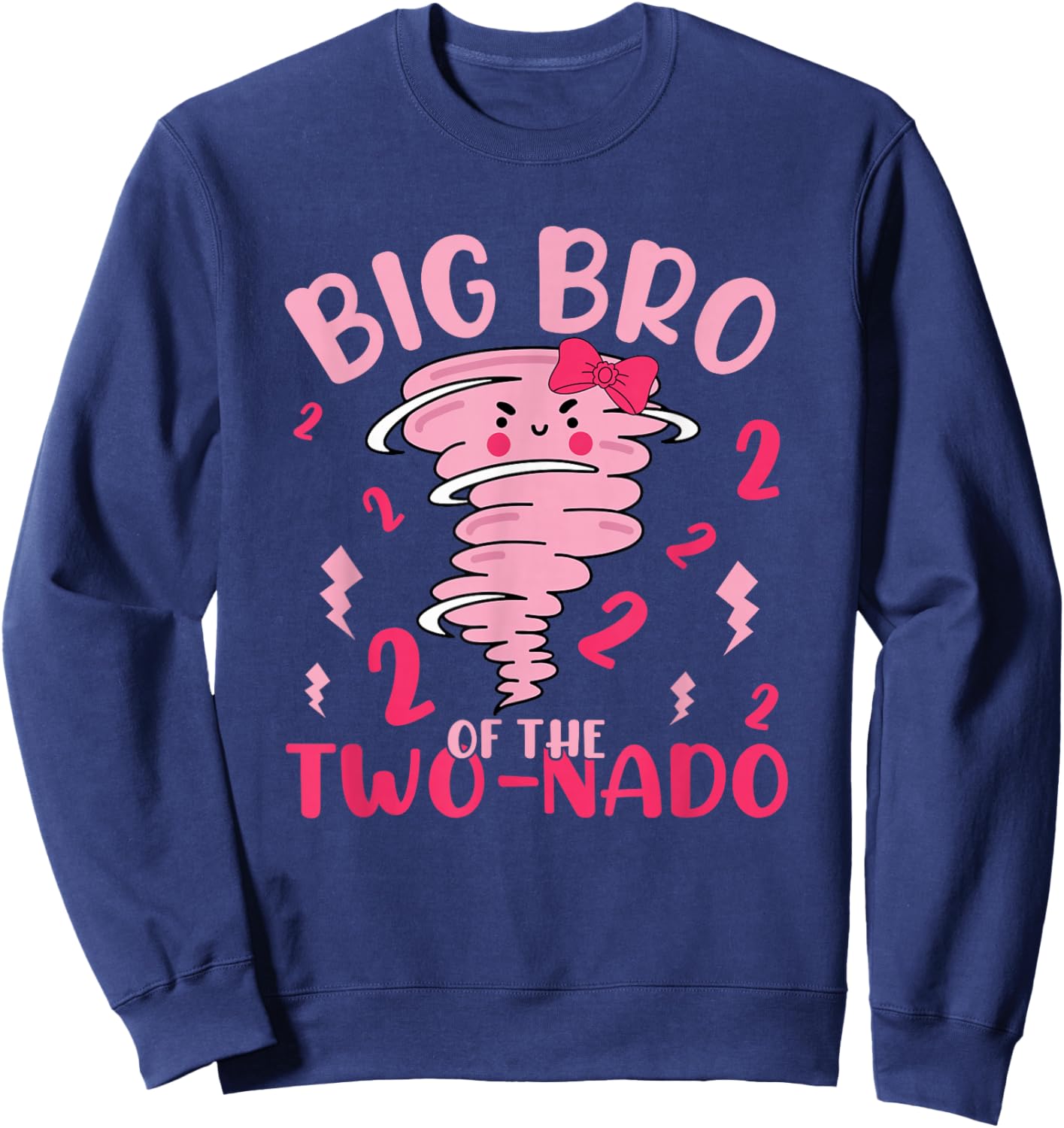 Big Bro of The Two-nado Tornado Theme 2nd Birthday Party Sweatshirt - Sweatshirt | Navy
