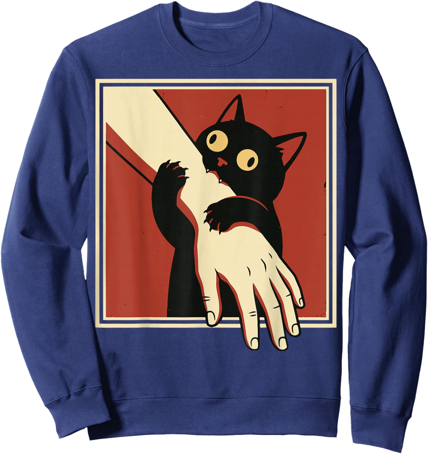 Black Cat Biting Arm Sweatshirt - Sweatshirt | Navy