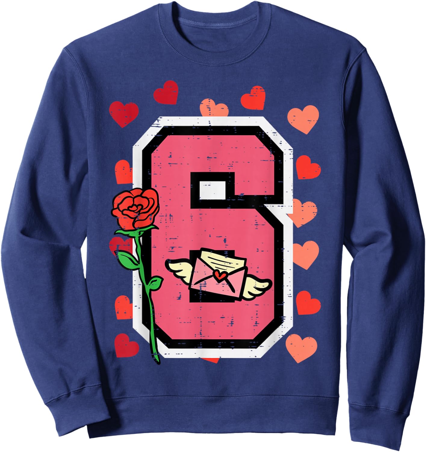 Number 6 Valentines Day 6 7 Matching Couple Kids Boys Youth Sweatshirt - Sweatshirt | Navy