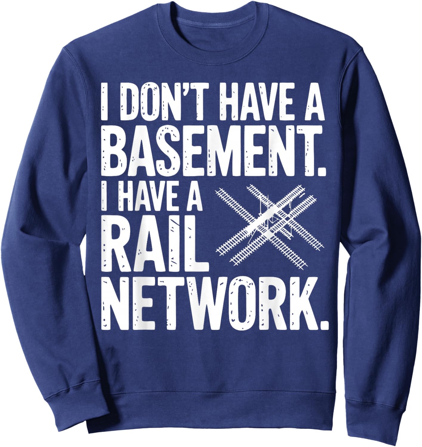 Funny Miniature Railroad Rail Network Model Train Sweatshirt - Sweatshirt | Navy