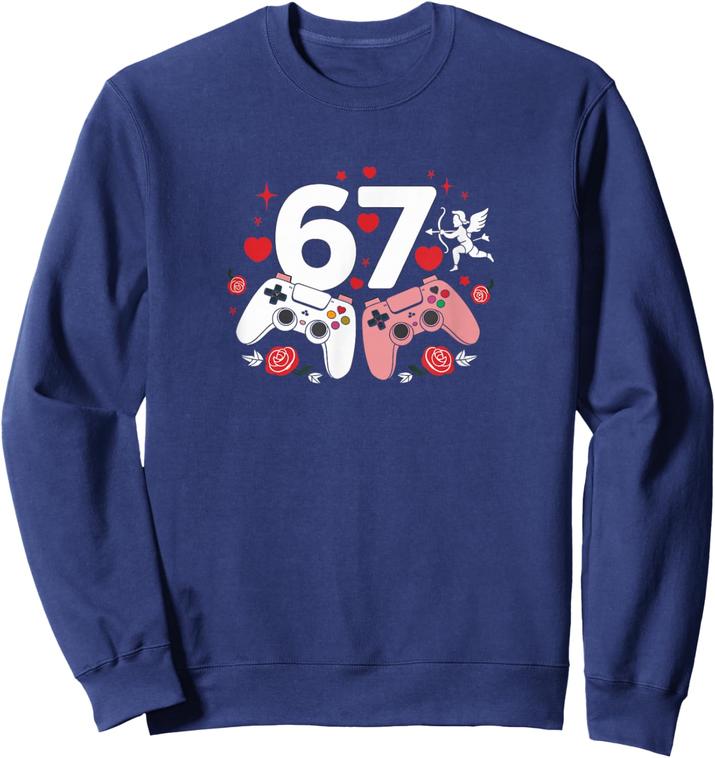 Valentines | Funny 6 Gamer 7 | Valentines Day Sweatshirt - Sweatshirt | Navy